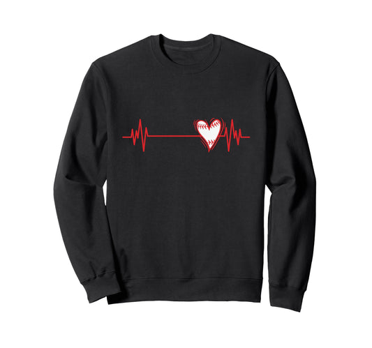Baseball Heartbeat Team Ball Sports Sweatshirt - Custom Art Print Men Women - T-Shirt, Sweatshirt, Hoodie