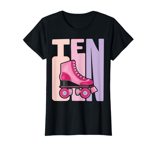 10 Year Old Roller Skating Birthday 10Th B T-Shirt - Trendy Graphic Unisex - T-Shirt, Sweatshirt, Hoodie