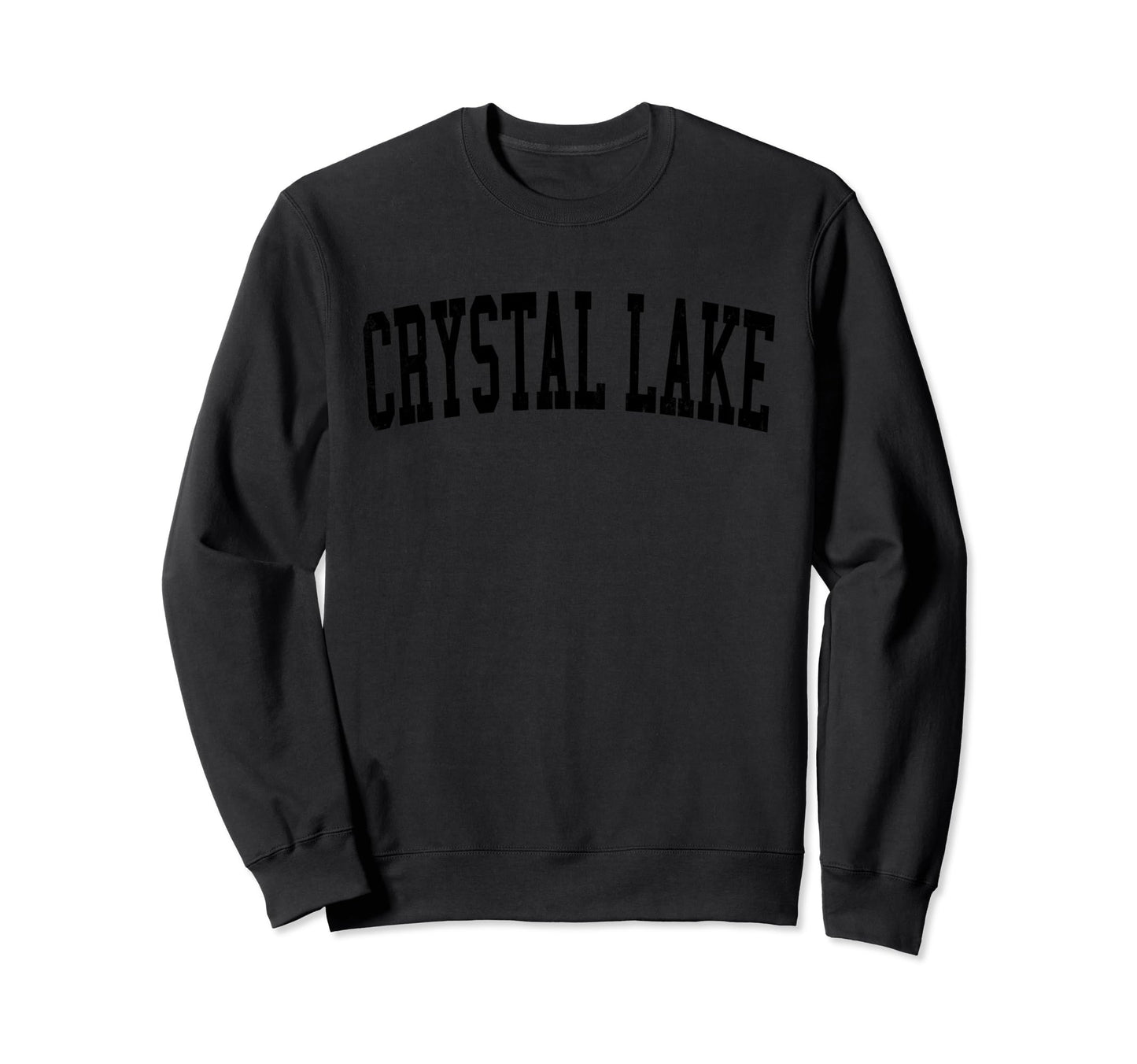 Crystal Mn Distressed Black Varsity Sweatshirt - Graphic Print Unisex - T-Shirt, Sweatshirt, Hoodie