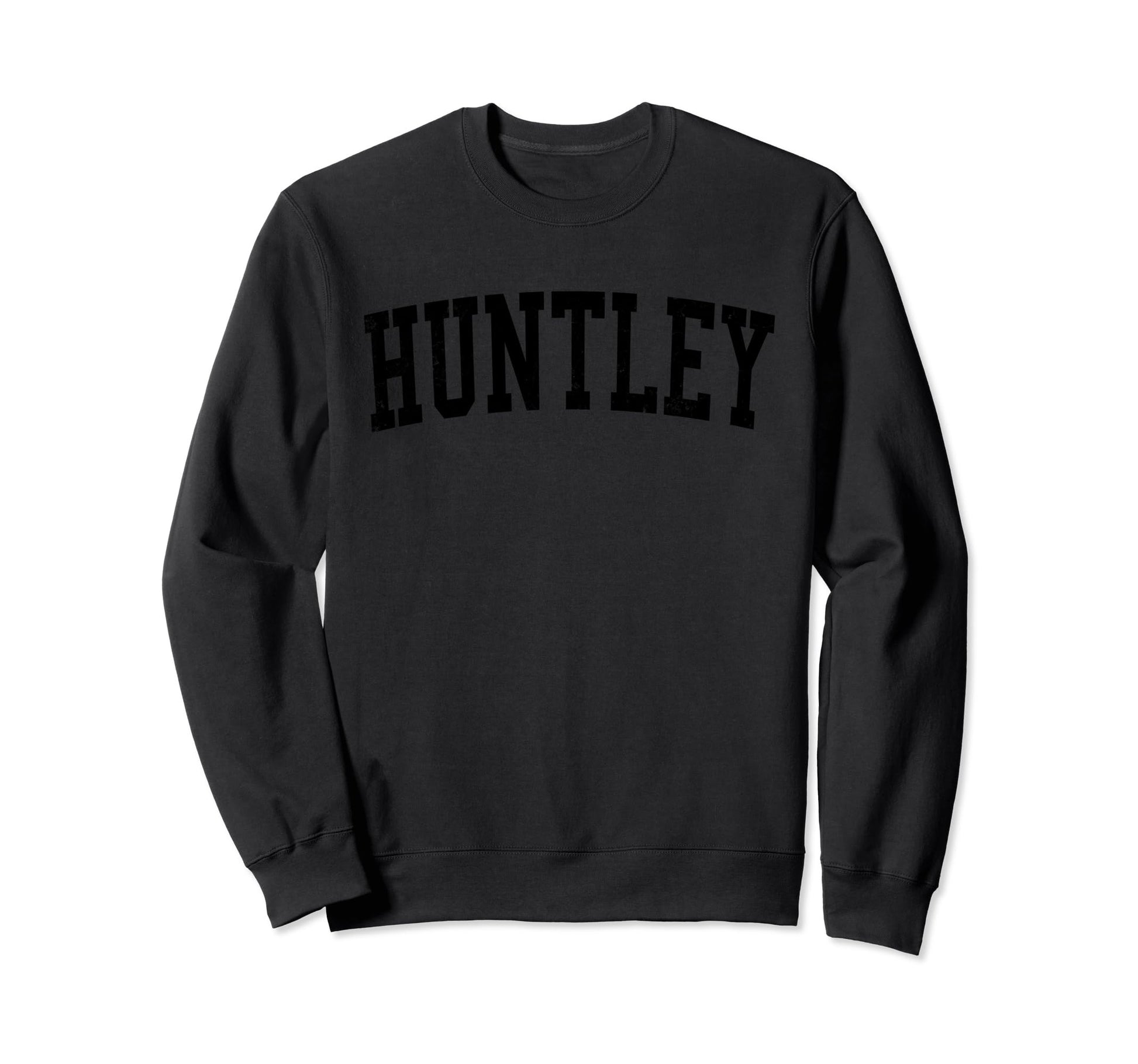 Huntley Il Distressed Black Varsity Sweatshirt - Trendy Graphic Men Women - T-Shirt, Sweatshirt, Hoodie