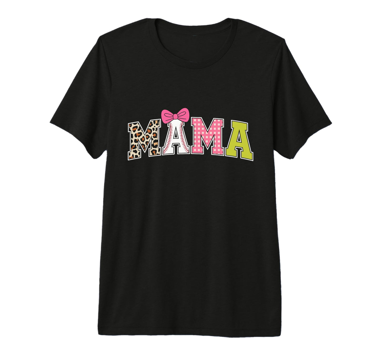 Mama Baseball Bow Ribbon Leopard T-Shirt - Aesthetic Graphic for Adults - T-Shirt, Sweatshirt, Hoodie