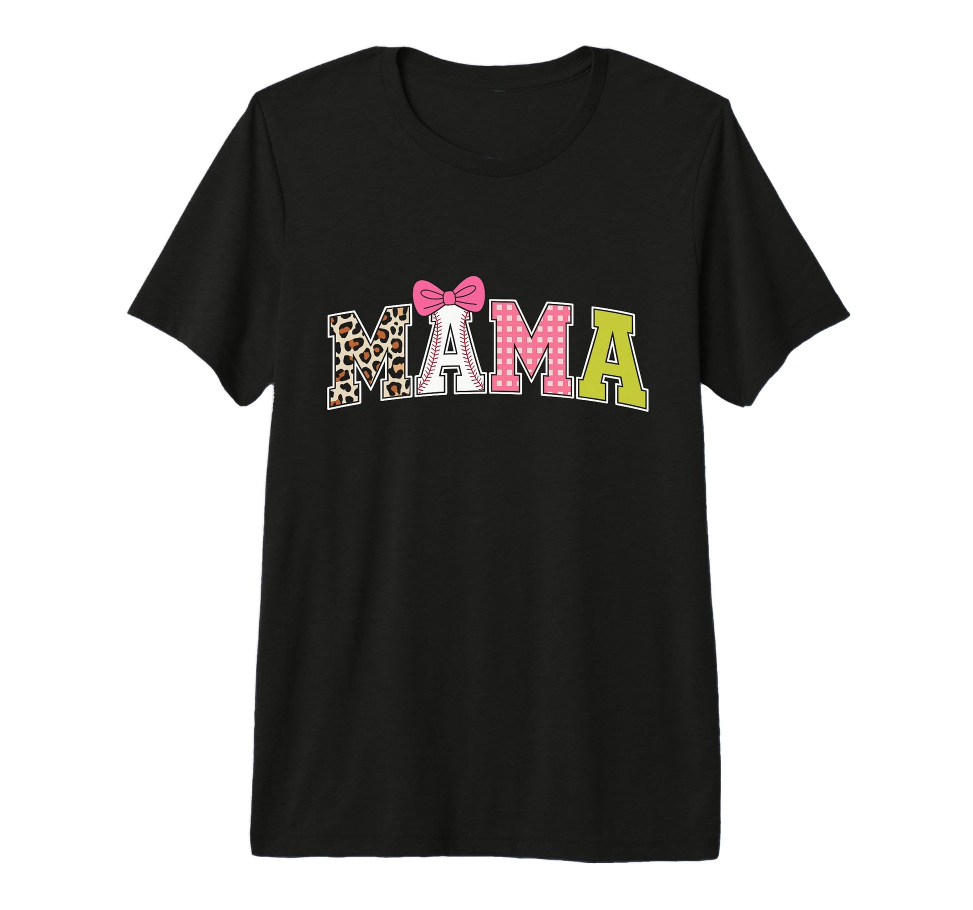 Mama Baseball Bow Ribbon Leopard T-Shirt - Aesthetic Graphic for Adults - T-Shirt, Sweatshirt, Hoodie
