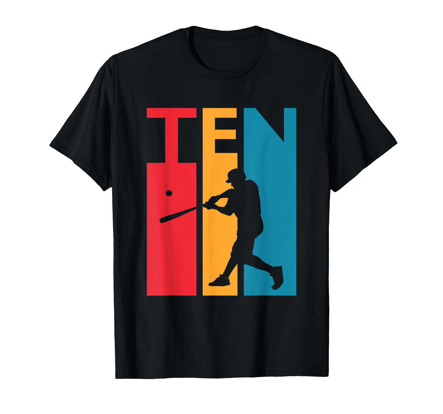 10Th Birthday Gift Ten Baseball Birthday T-Shirt - Graphic Print Men Women - T-Shirt, Sweatshirt, Hoodie