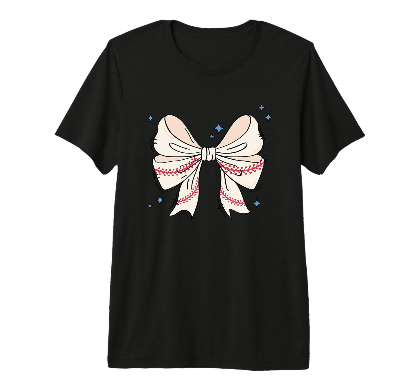 Baseball Bow Creative Art Tri Blend T-Shirt - Novelty Apparel for Adults - T-Shirt, Sweatshirt, Hoodie