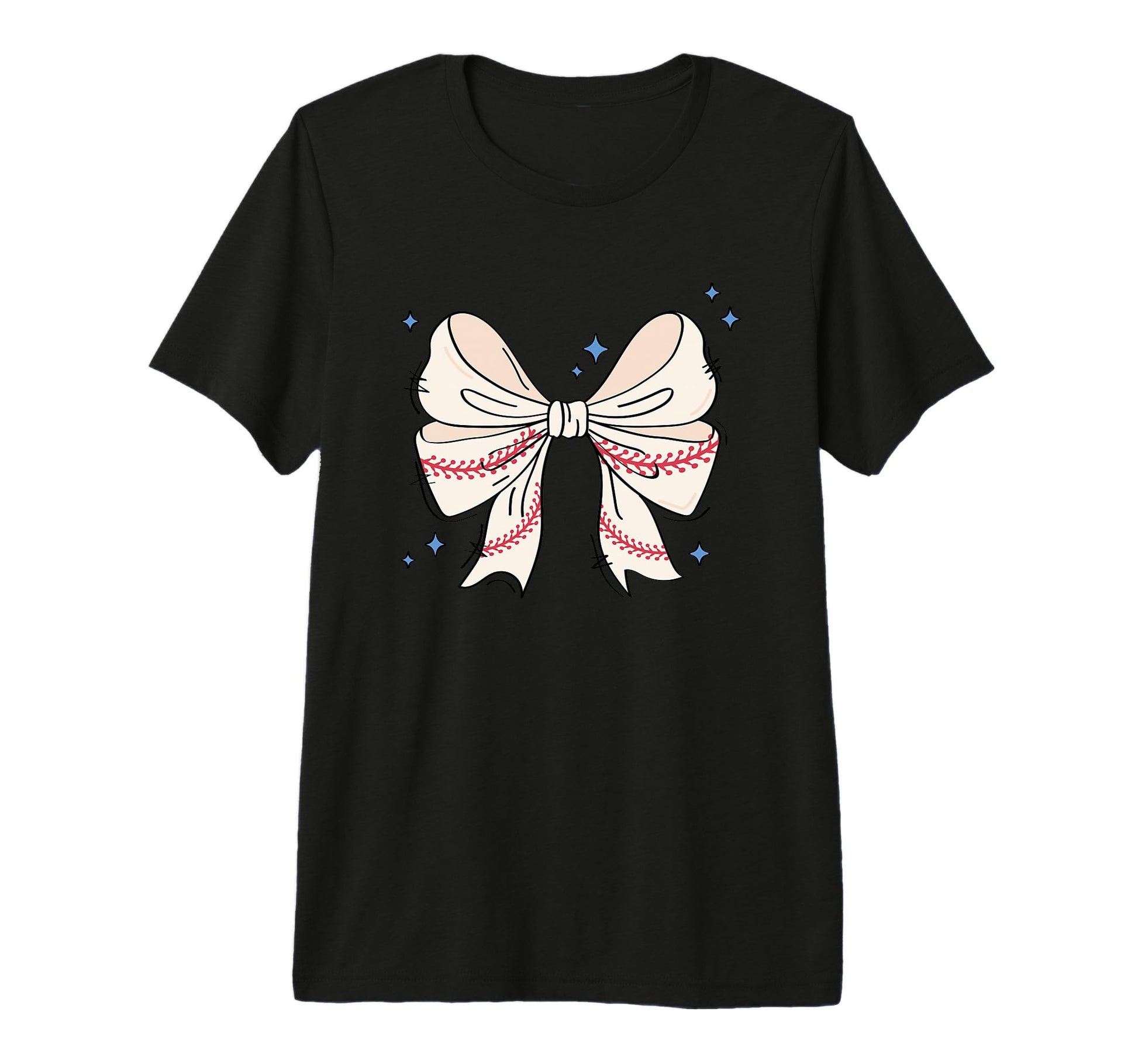 Baseball Bow Creative Art Tri Blend T-Shirt - Novelty Apparel for Adults - T-Shirt, Sweatshirt, Hoodie