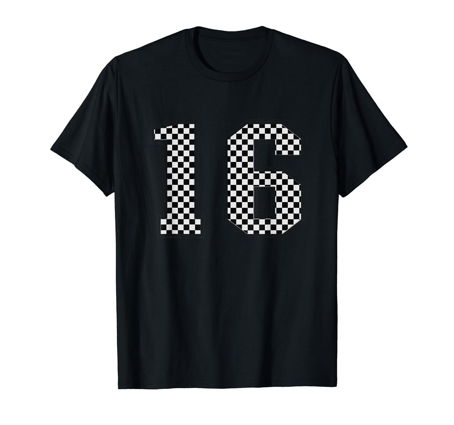 Number 16 Checkered Number T-Shirt - Fun Novelty Design Unisex - T-Shirt, Sweatshirt, Hoodie