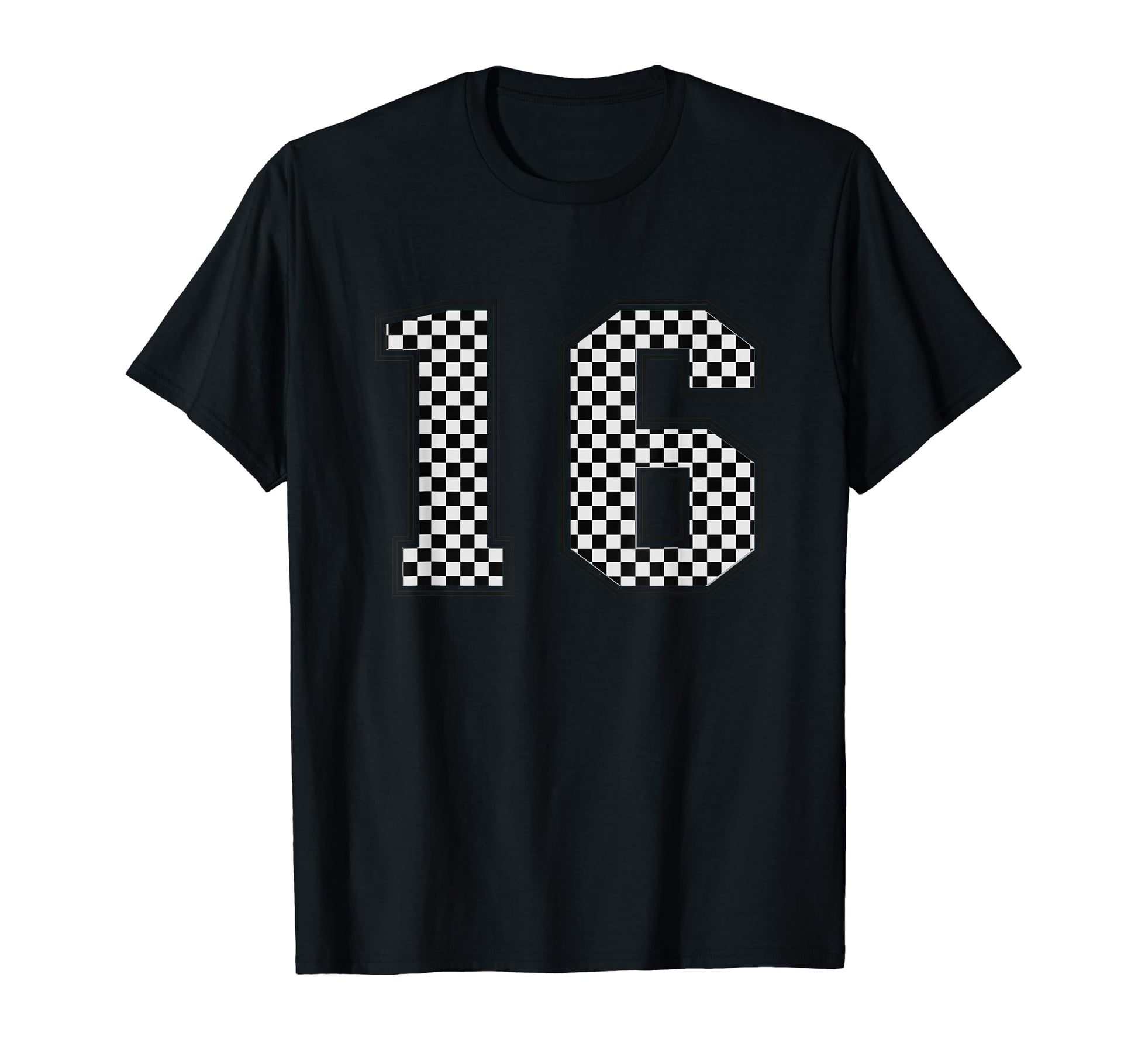 Number 16 Checkered Number T-Shirt - Fun Novelty Design Unisex - T-Shirt, Sweatshirt, Hoodie