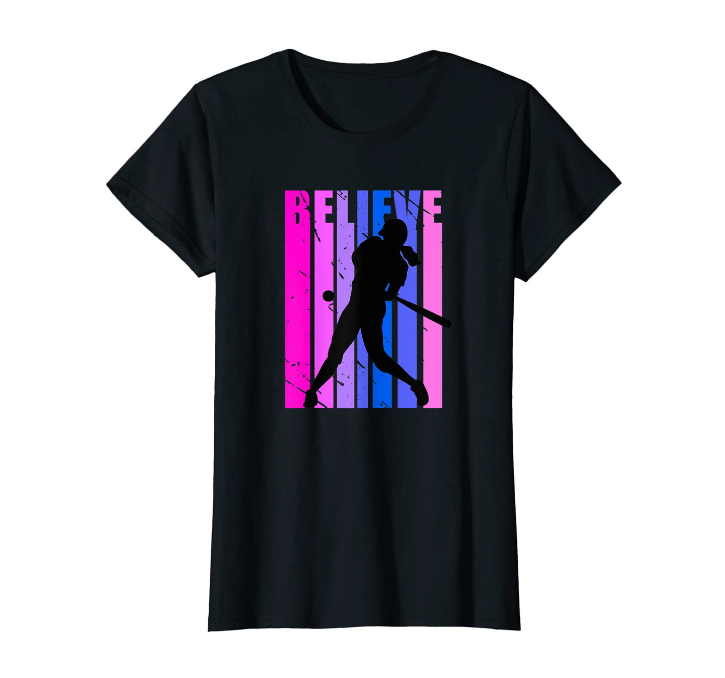 Baseball Believe Distressed Colorful T-Shirt - Trendy Graphic Men Women - T-Shirt, Sweatshirt, Hoodie
