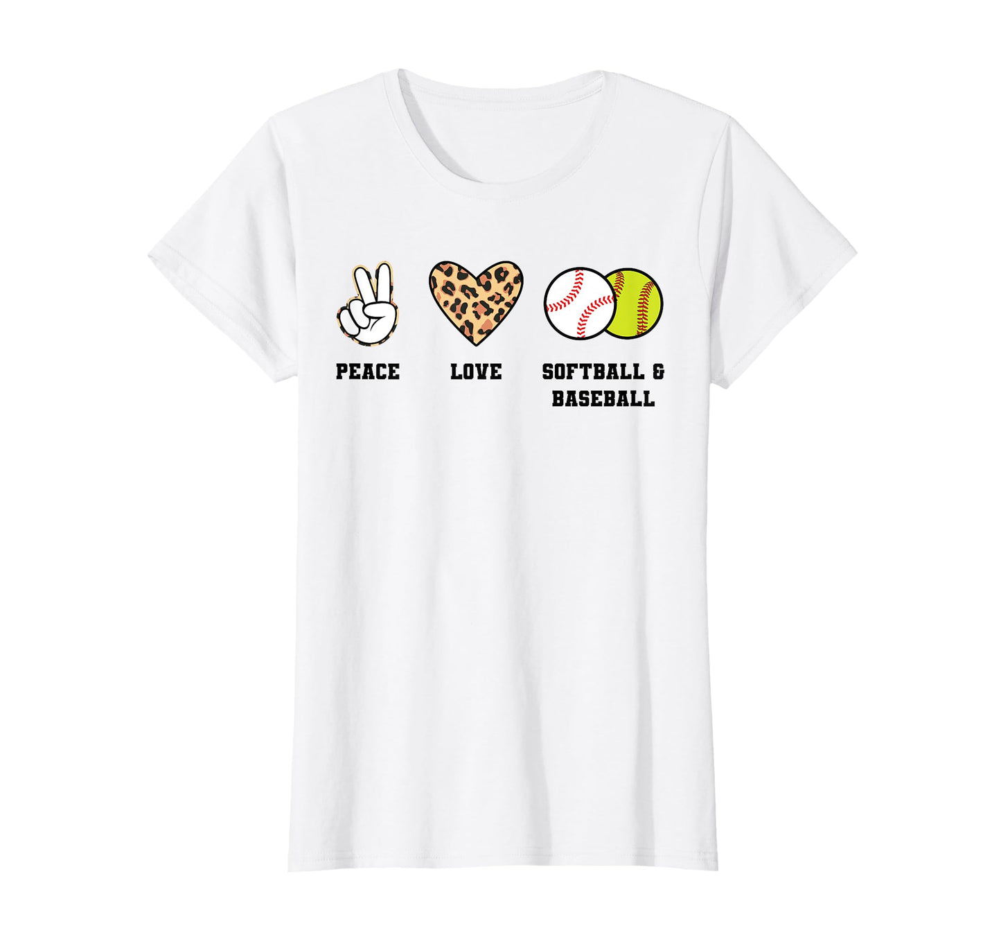 Peace Love Softball Baseball Softball T-Shirt - Minimalist Print Men Women - T-Shirt, Sweatshirt, Hoodie