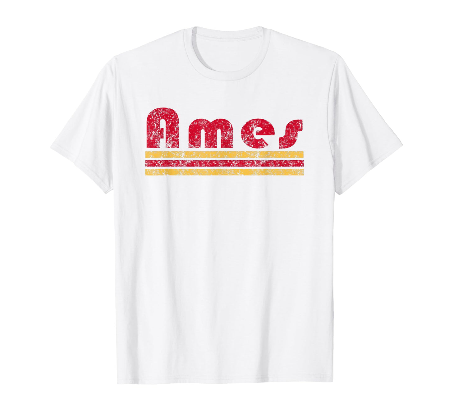 Ames Iowa Three Stripe Weathered T-Shirt - Unique Graphic Unisex - T-Shirt, Sweatshirt, Hoodie