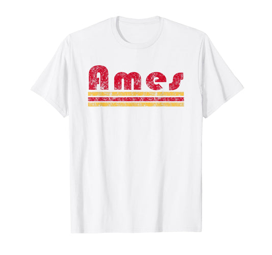 Ames Iowa Three Stripe Weathered T-Shirt - Unique Graphic Unisex - T-Shirt, Sweatshirt, Hoodie