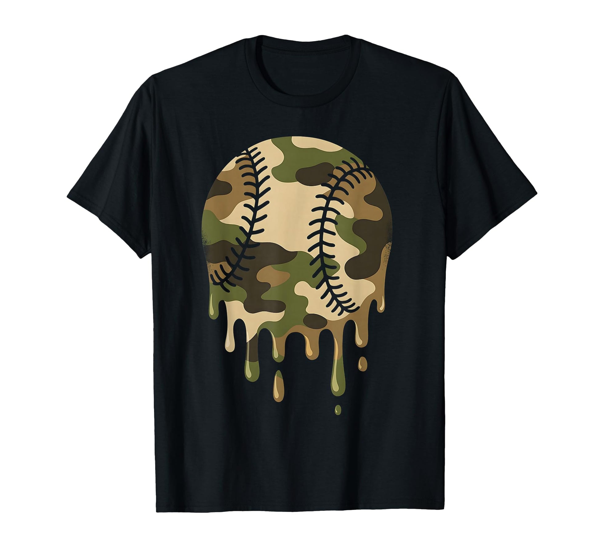 Baseball Drip Camo Military Sports T-Shirt - Novelty Apparel Men Women - T-Shirt, Sweatshirt, Hoodie