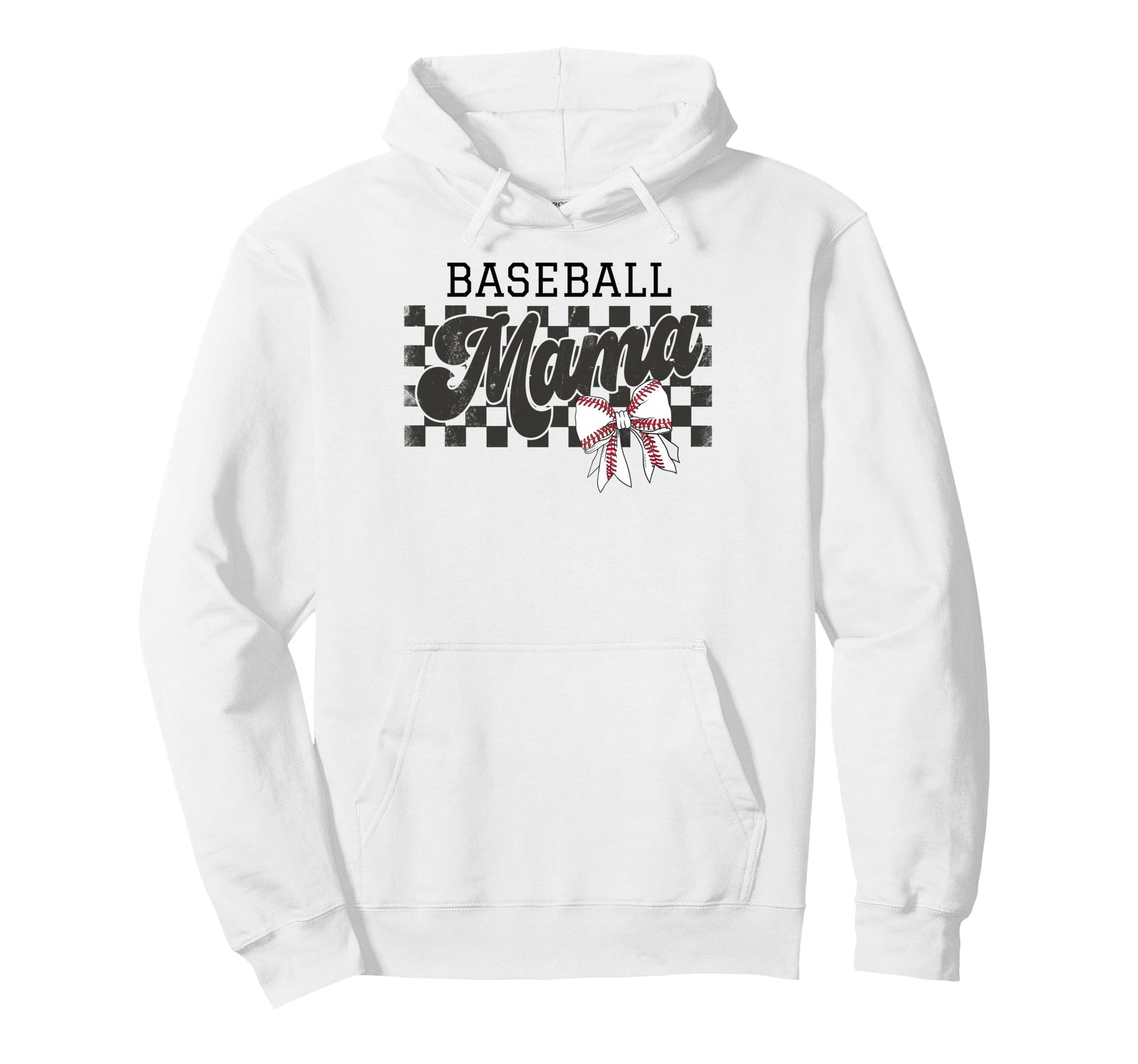 Baseball Mama Checkered Baseball Hoodie - Casual Everyday Wear Men Women - T-Shirt, Sweatshirt, Hoodie