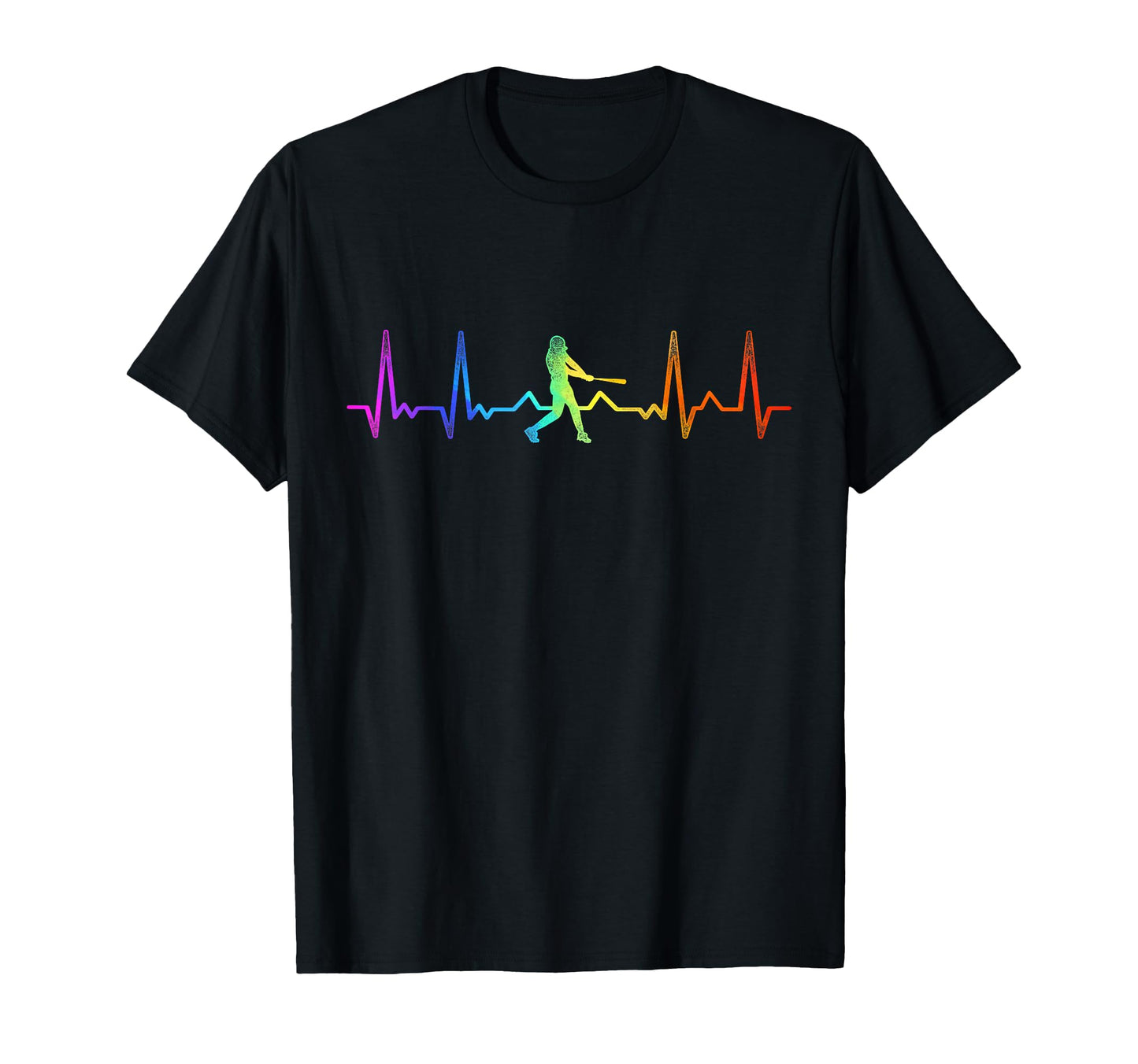 Baseball Fan Heartbeat Pulse Rainbow T-Shirt - Novelty Apparel Men Women - T-Shirt, Sweatshirt, Hoodie