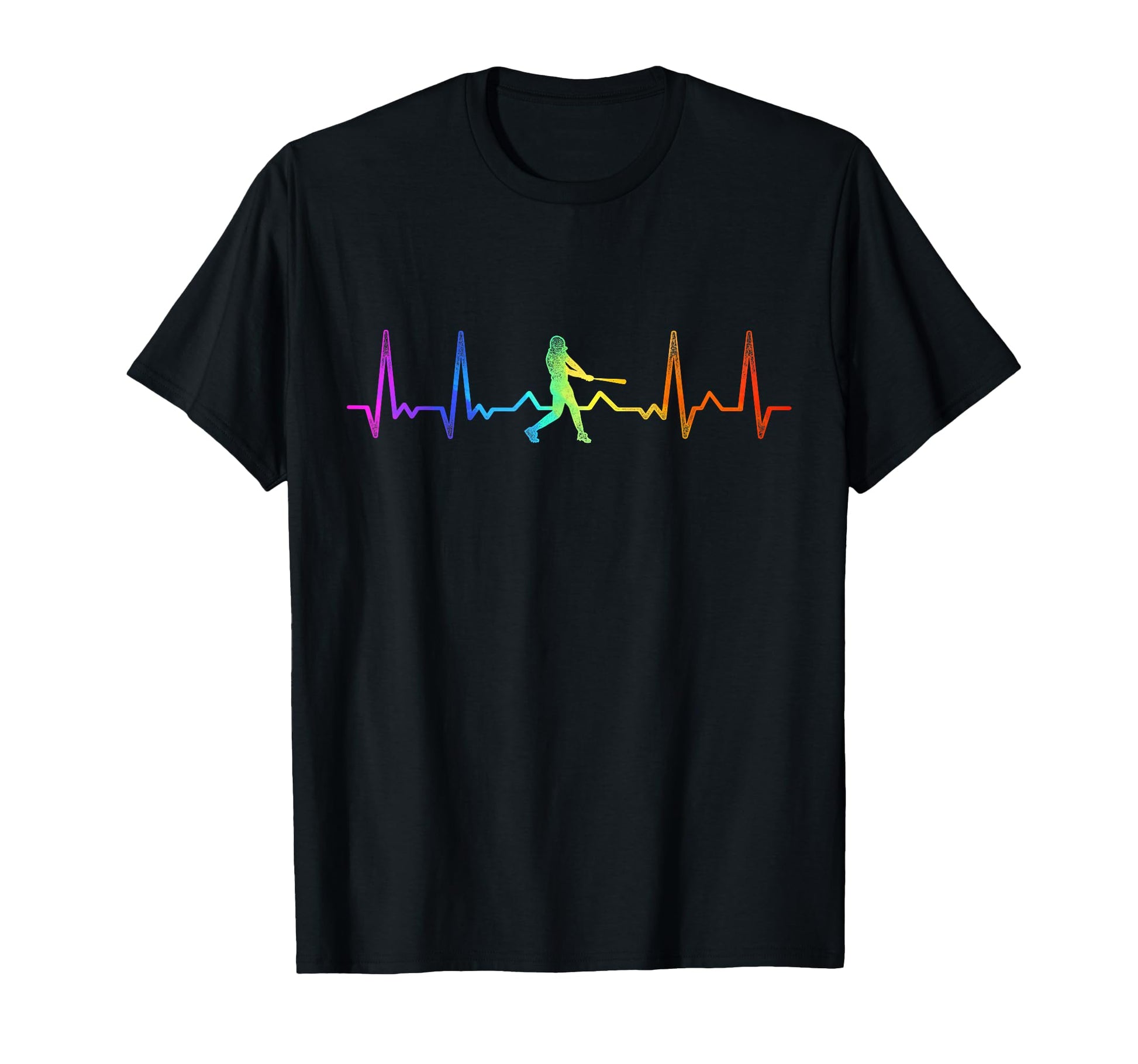 Baseball Fan Heartbeat Pulse Rainbow T-Shirt - Novelty Apparel Men Women - T-Shirt, Sweatshirt, Hoodie