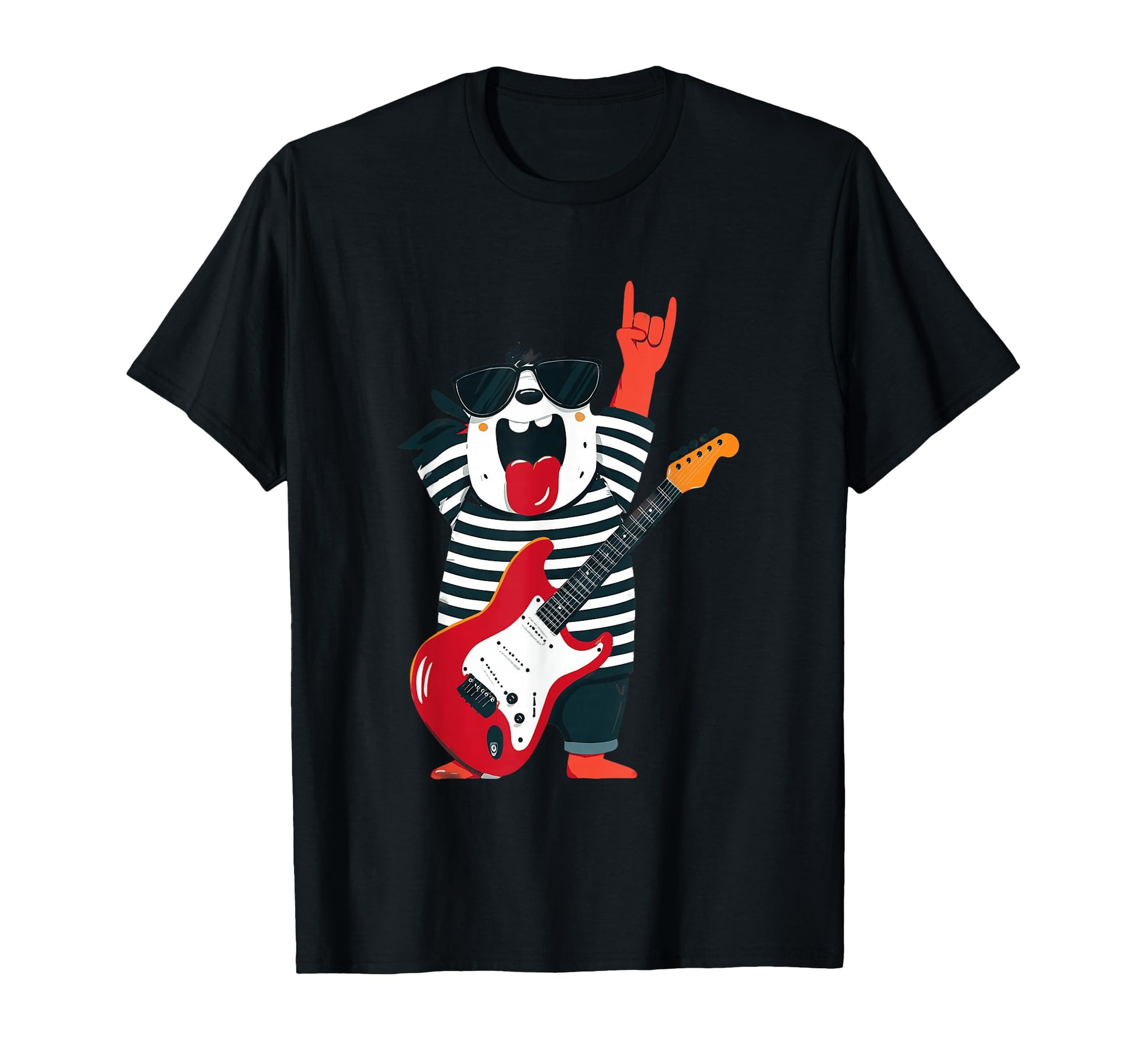 Cartoon Dog Guitar Player Rock Music T-Shirt - Trendy Graphic for Adults - T-Shirt, Sweatshirt, Hoodie