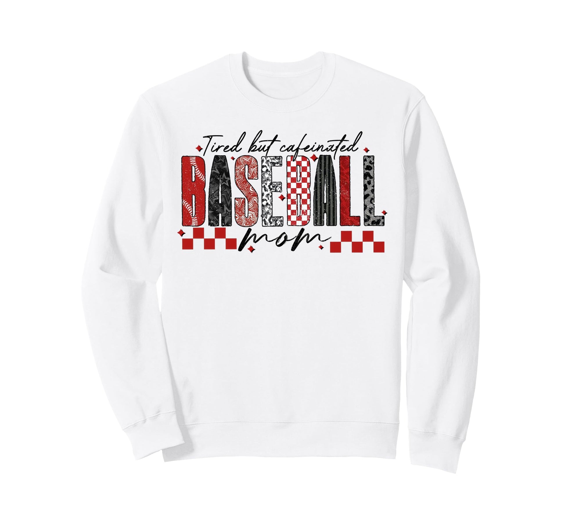 Checkered Tired But Caffeinated Sweatshirt - Novelty Apparel Unisex - T-Shirt, Sweatshirt, Hoodie