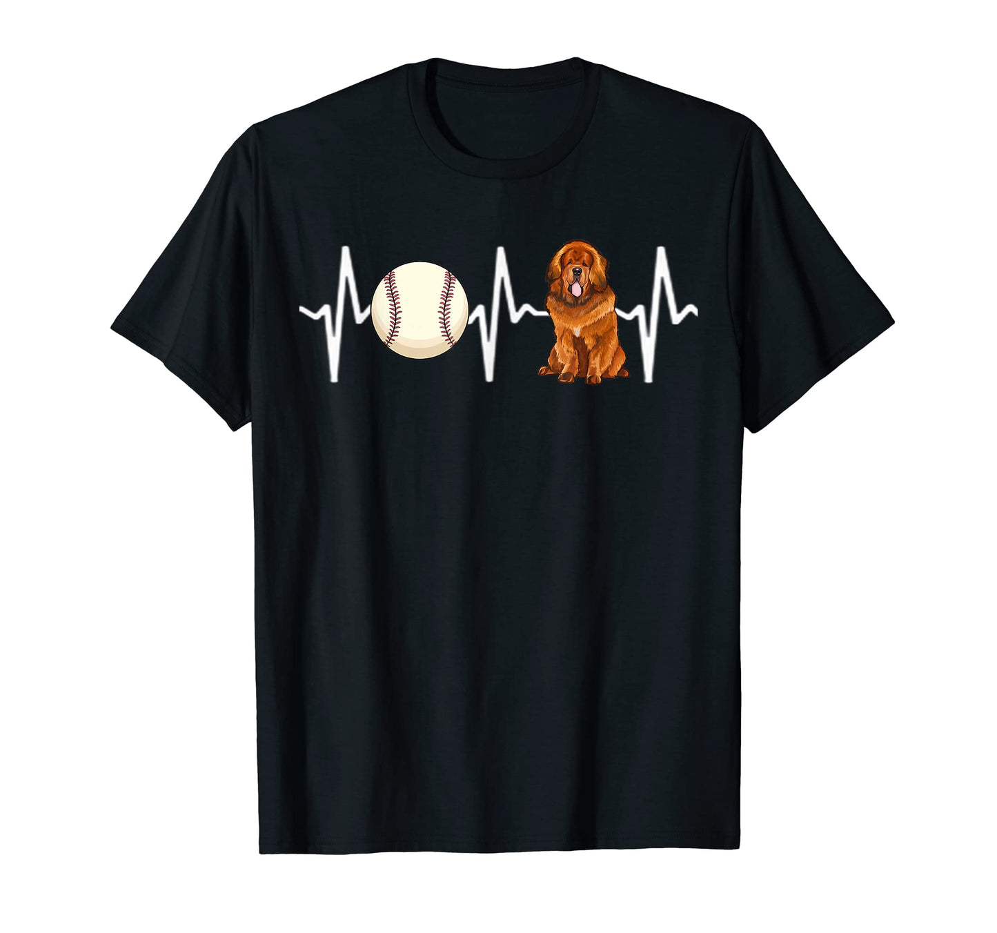 Baseball Tibetan Mastiff Heartbeat T-Shirt - Minimalist Print Men Women - T-Shirt, Sweatshirt, Hoodie