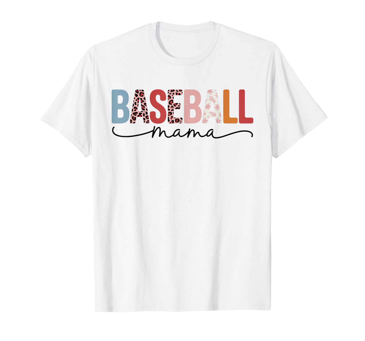 Baseball Mama Leopard Floral Ball T-Shirt - Minimalist Print for Adults - T-Shirt, Sweatshirt, Hoodie