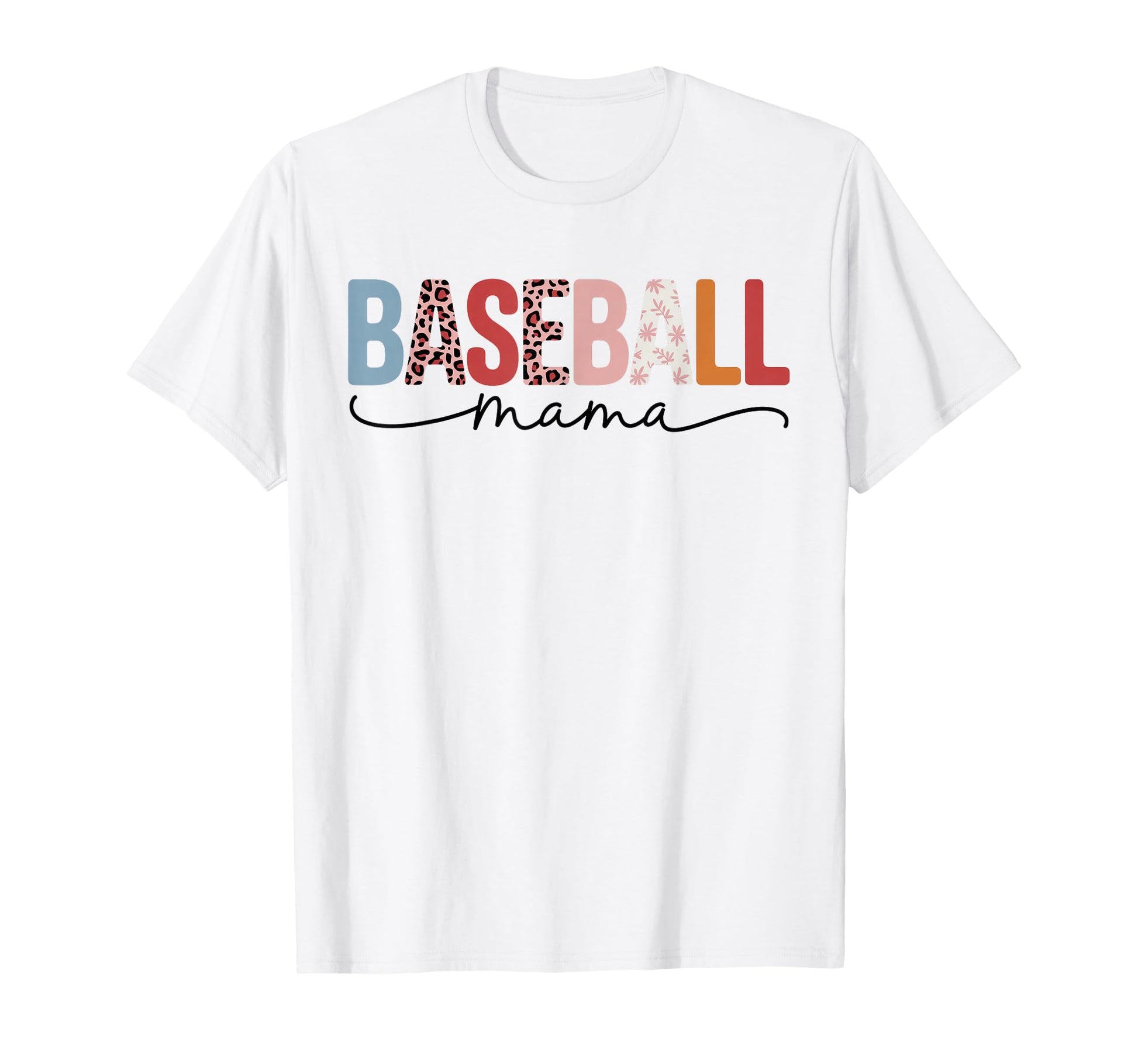 Baseball Mama Leopard Floral Ball T-Shirt - Minimalist Print for Adults - T-Shirt, Sweatshirt, Hoodie