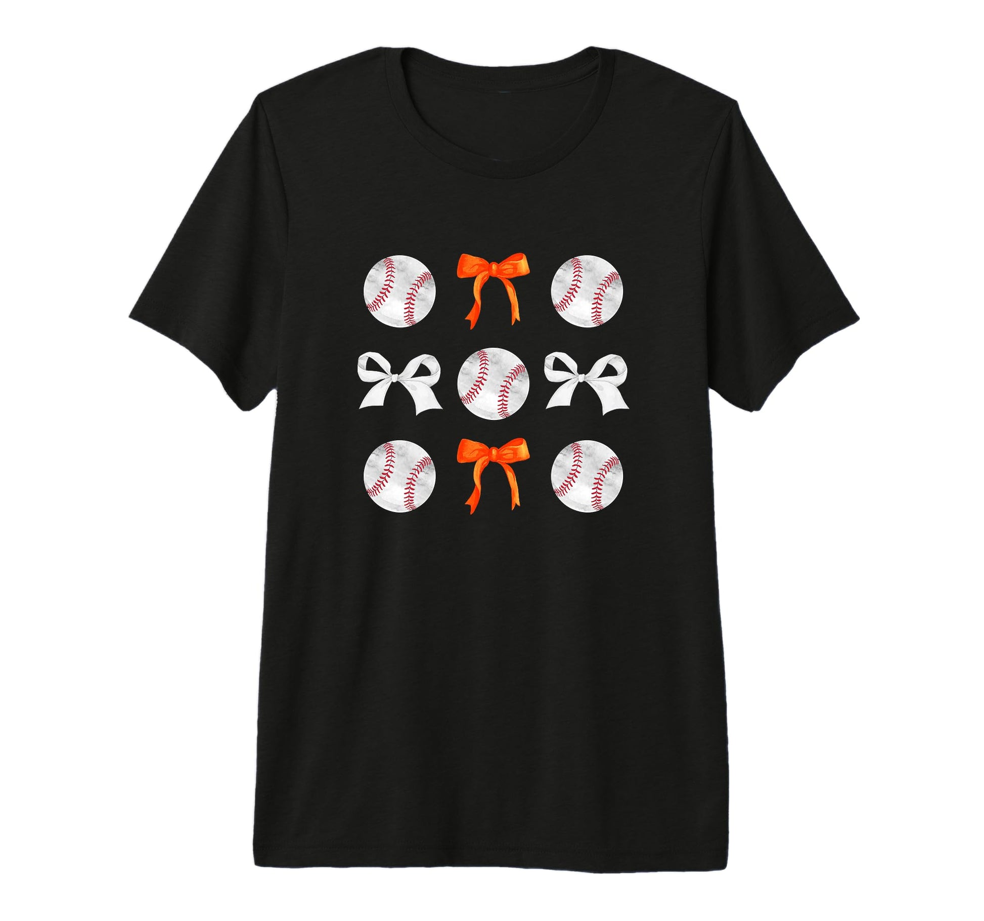 Baseballs Orange Bows Baseball T-Shirt - Aesthetic Graphic Men Women - T-Shirt, Sweatshirt, Hoodie
