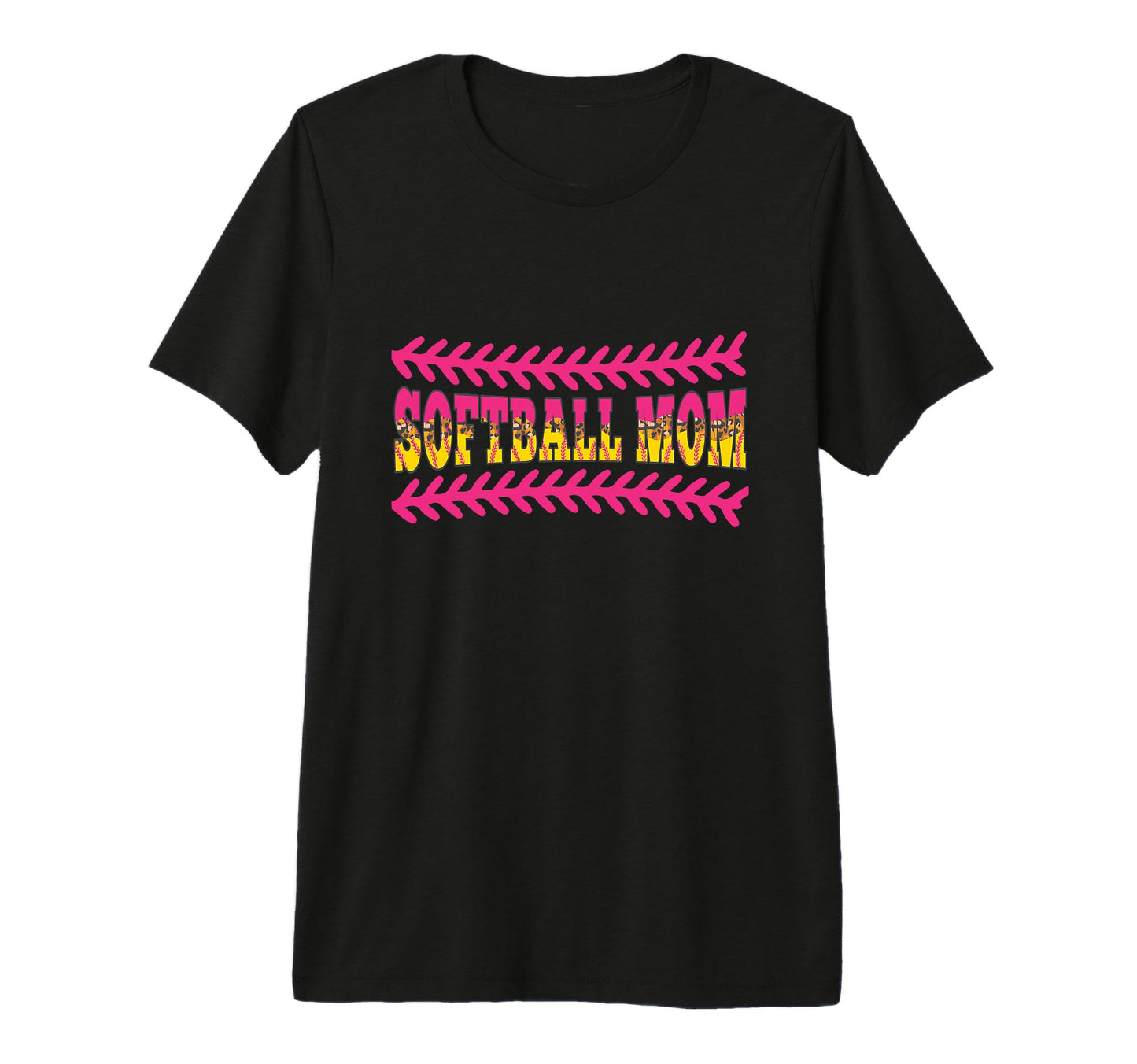 Softball Mom Baseball Seams Leopard T-Shirt - Novelty Apparel Men Women - T-Shirt, Sweatshirt, Hoodie