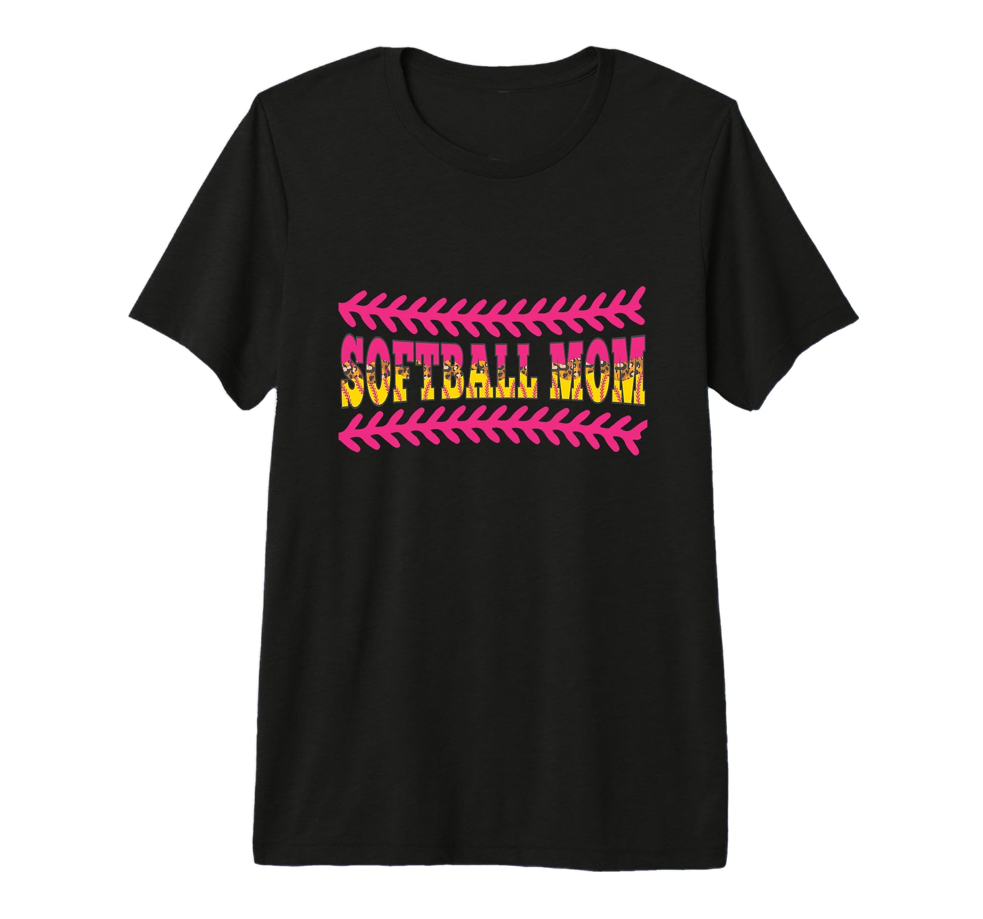Softball Mom Baseball Seams Leopard T-Shirt - Novelty Apparel Men Women - T-Shirt, Sweatshirt, Hoodie