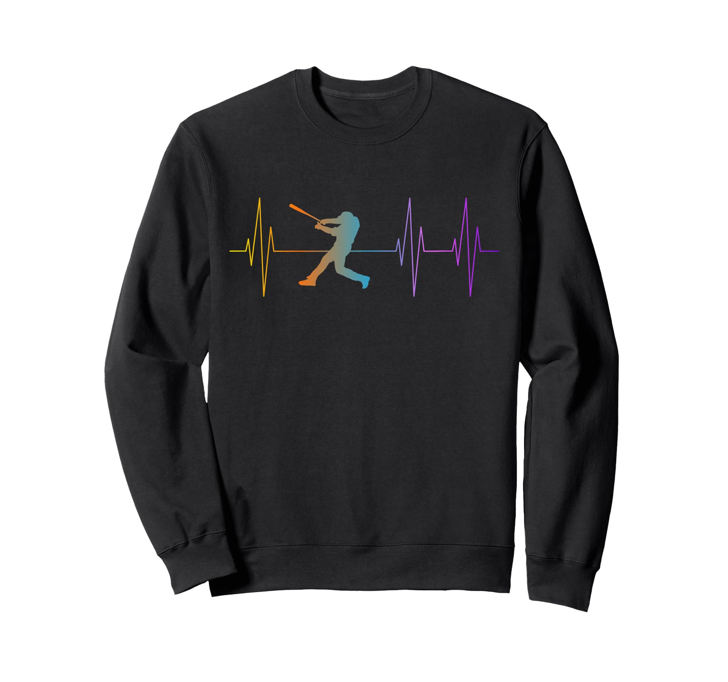 Baseball Fan Heartbeat Pulse Rainbow Sweatshirt - Novelty Apparel Unisex - T-Shirt, Sweatshirt, Hoodie