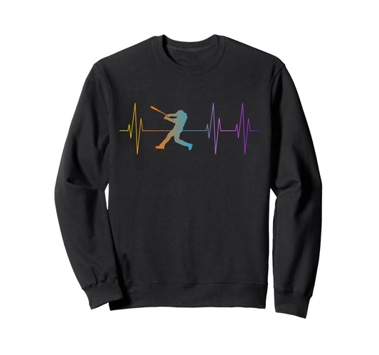 Baseball Fan Heartbeat Pulse Rainbow Sweatshirt - Novelty Apparel Unisex - T-Shirt, Sweatshirt, Hoodie