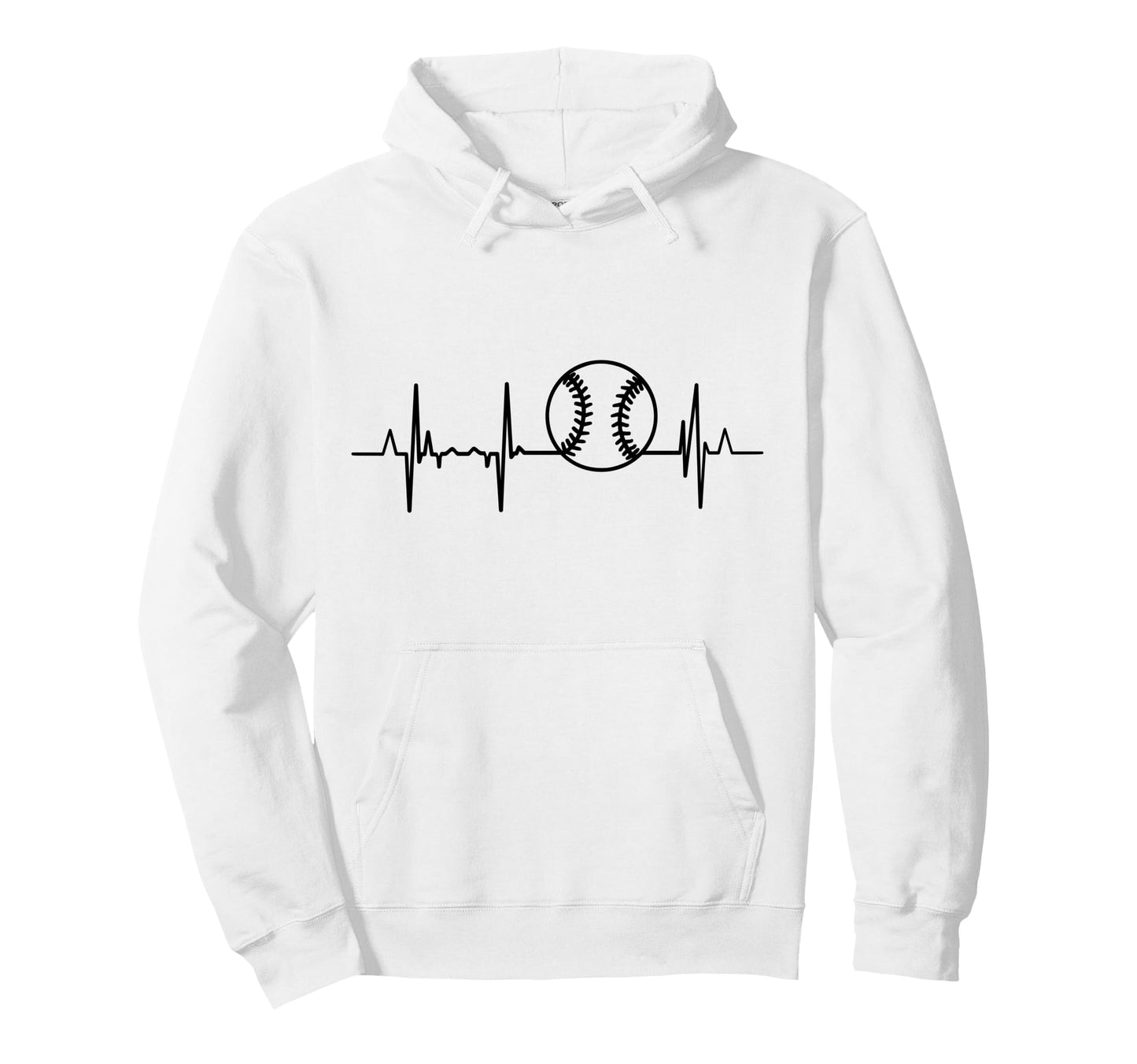 Heartbeat Baseball Lover Pulse Line Hoodie - Casual Everyday Wear Men Women - T-Shirt, Sweatshirt, Hoodie