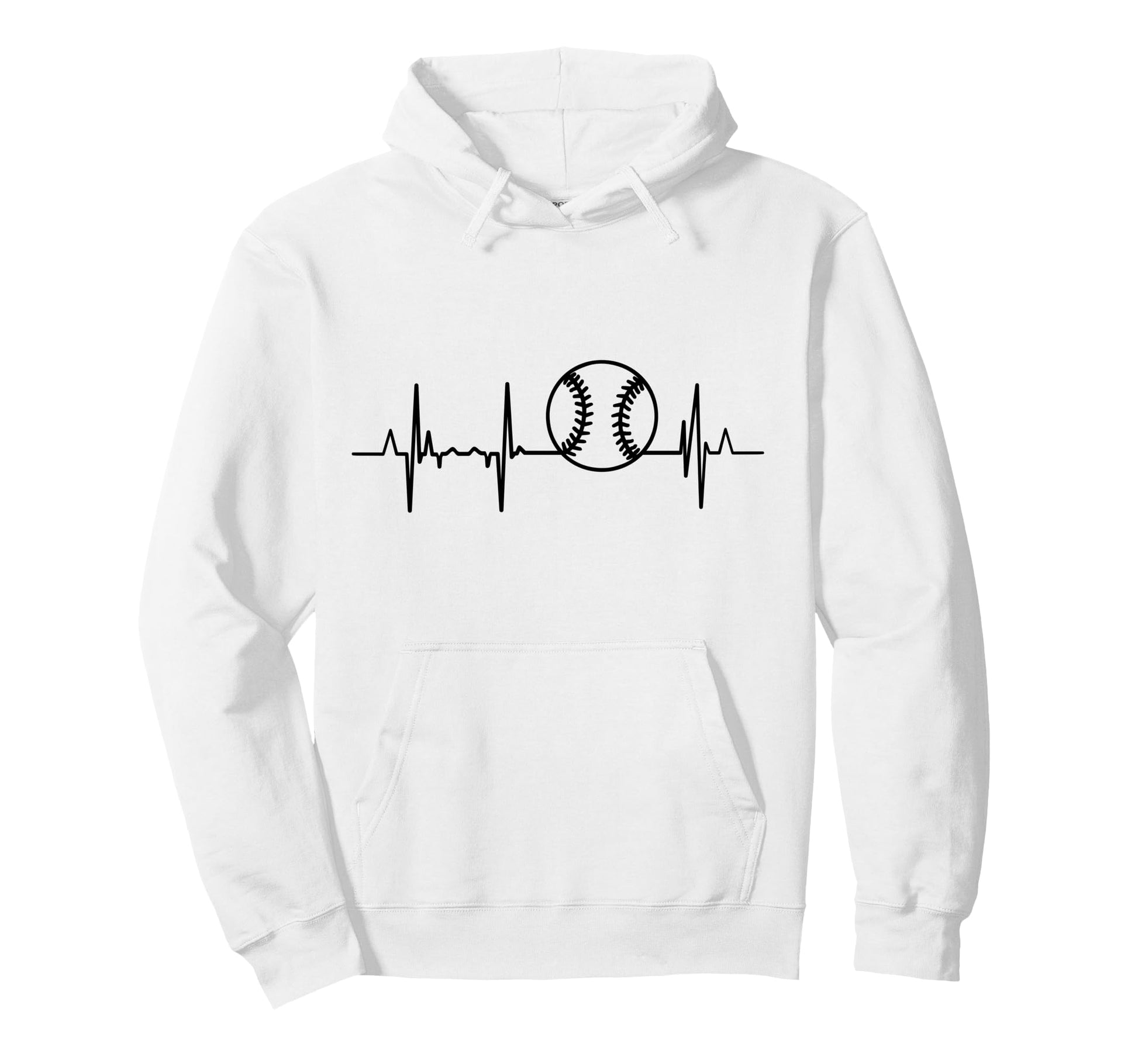 Heartbeat Baseball Lover Pulse Line Hoodie - Casual Everyday Wear Men Women - T-Shirt, Sweatshirt, Hoodie
