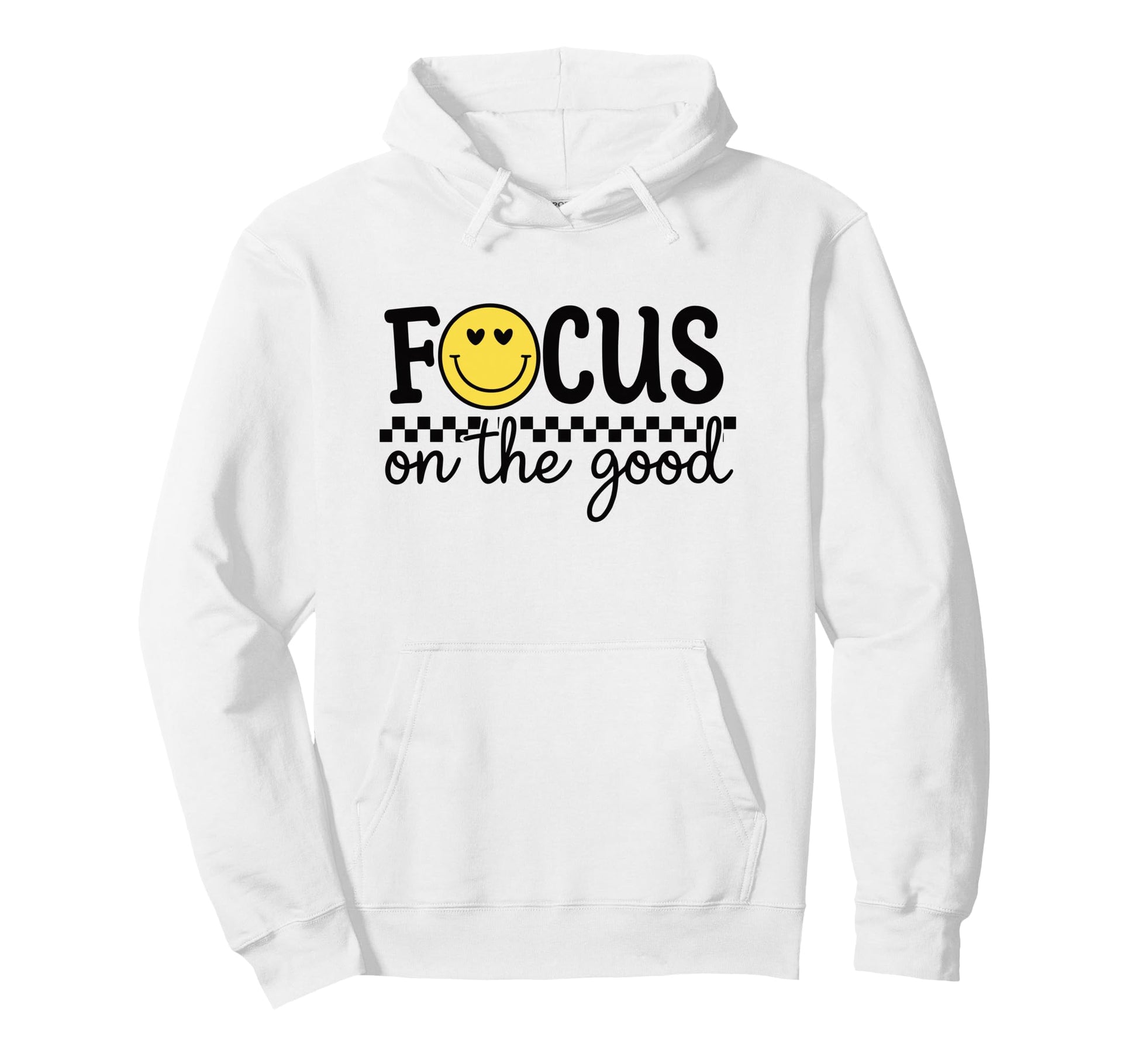Focus Good Happy Face Positive Minimalist Hoodie - Unique Graphic Men Women - T-Shirt, Sweatshirt, Hoodie