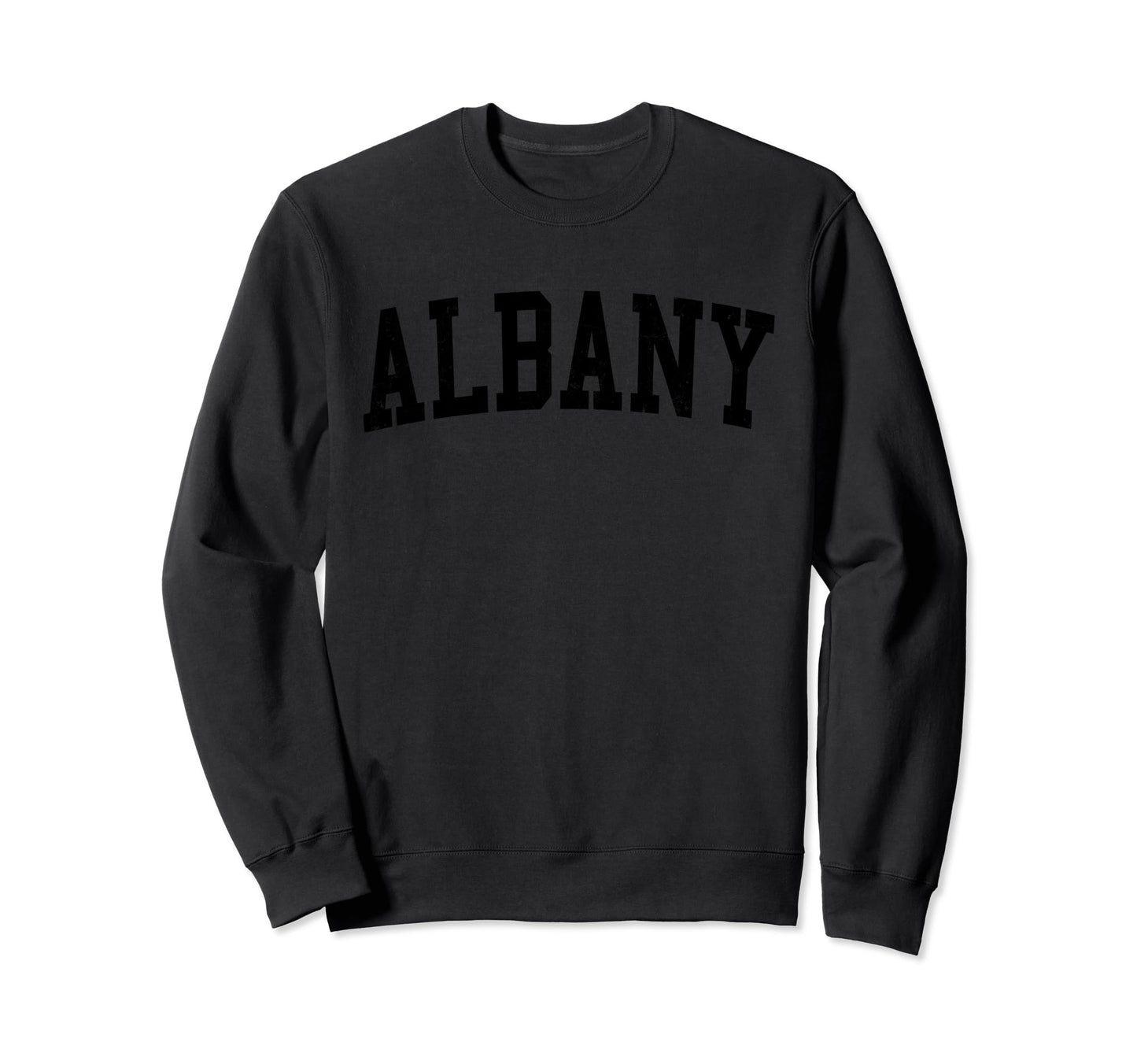 Albany Ny Distressed Black Sweatshirt - Aesthetic Graphic for Adults - T-Shirt, Sweatshirt, Hoodie