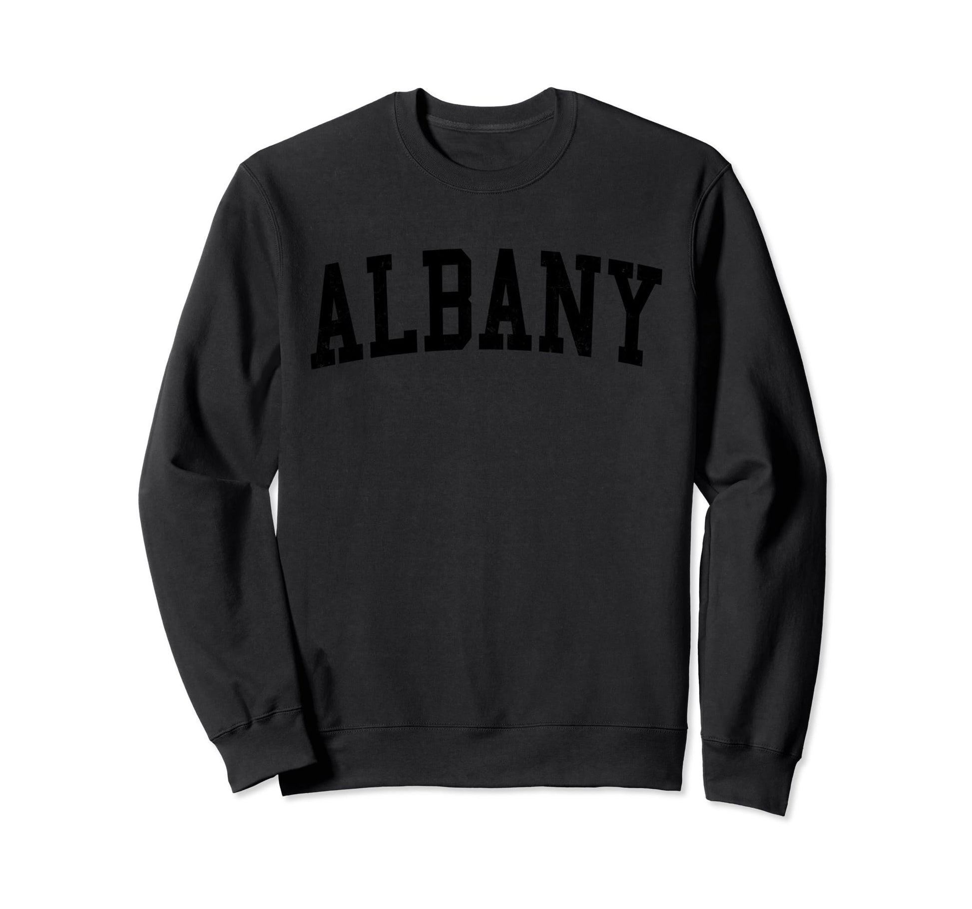 Albany Ny Distressed Black Sweatshirt - Aesthetic Graphic for Adults - T-Shirt, Sweatshirt, Hoodie