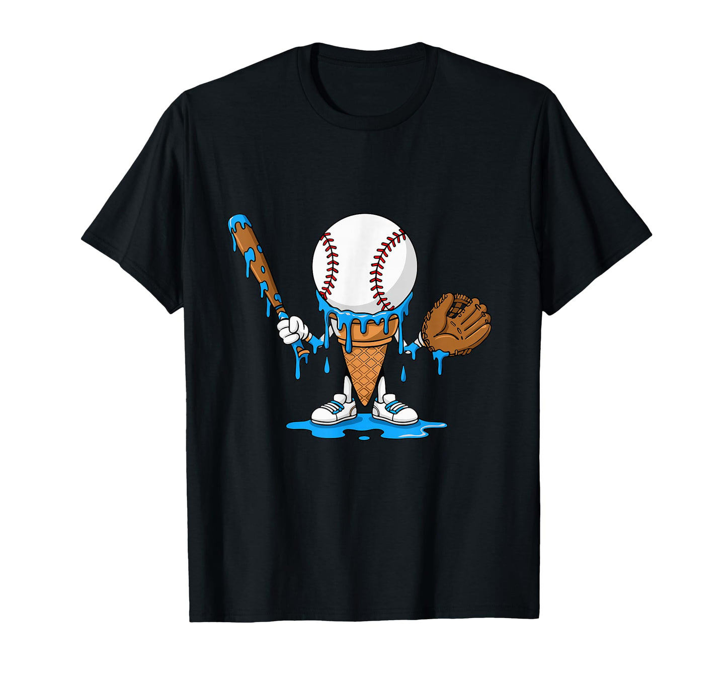Funny Baseball Ice Cream Cone Player T-Shirt - Aesthetic Graphic Unisex - T-Shirt, Sweatshirt, Hoodie