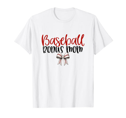 Baseball Bonus Mom Coquette Bow Game T-Shirt - Minimalist Print Men Women - T-Shirt, Sweatshirt, Hoodie