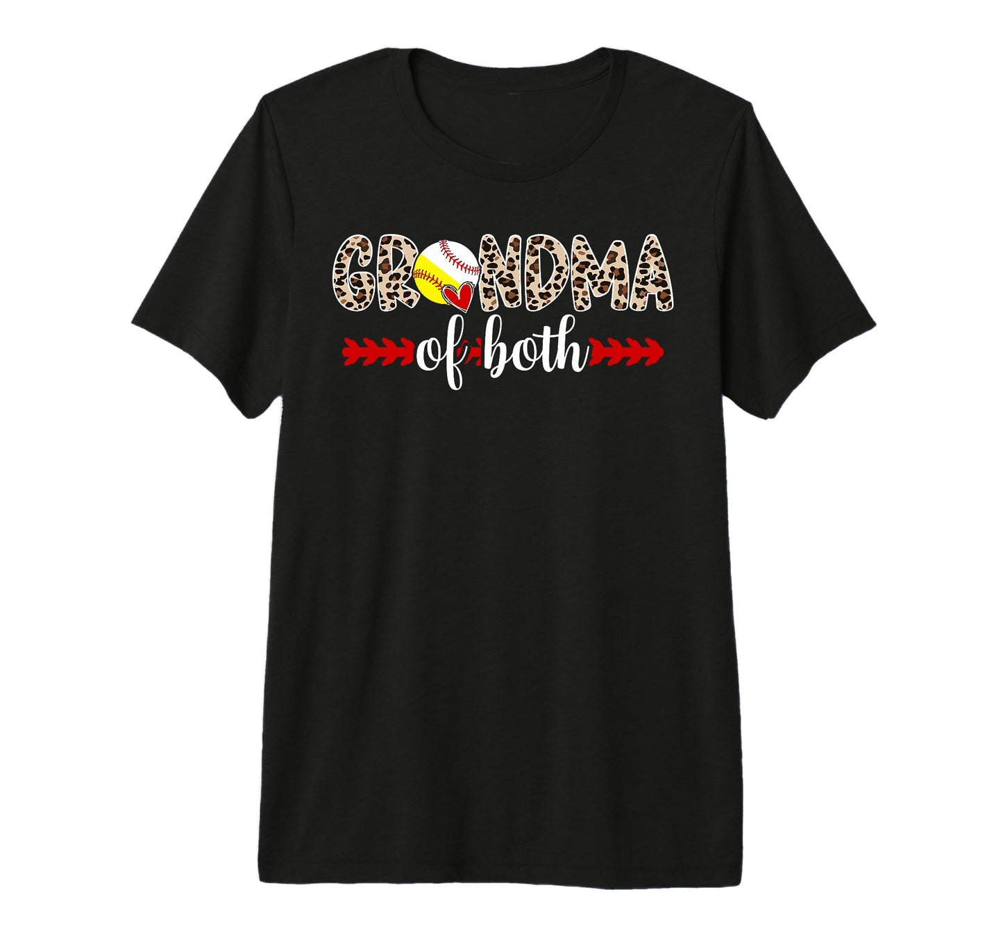 Grandma Both Leopard Baseball Softball T-Shirt - Minimalist Print Unisex - T-Shirt, Sweatshirt, Hoodie