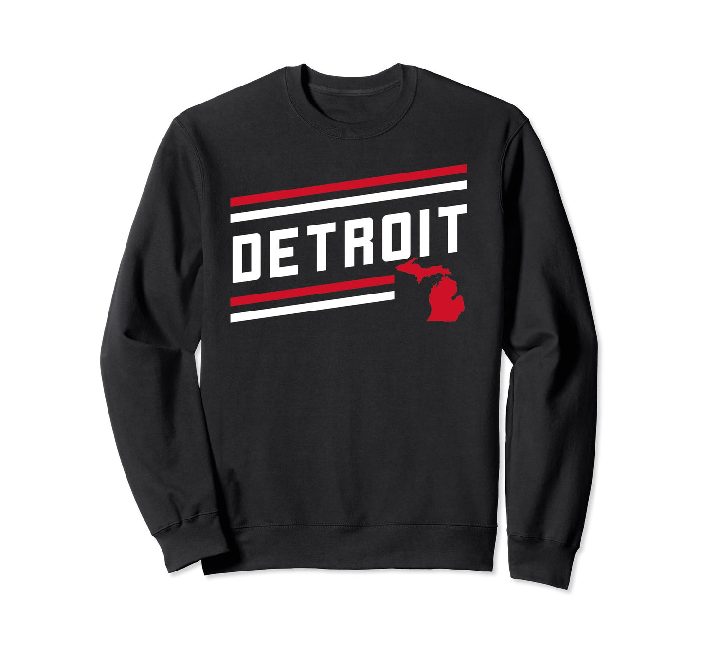 Detroit City Stripes Michigan Map Sweatshirt - Custom Art Print Men Women - T-Shirt, Sweatshirt, Hoodie