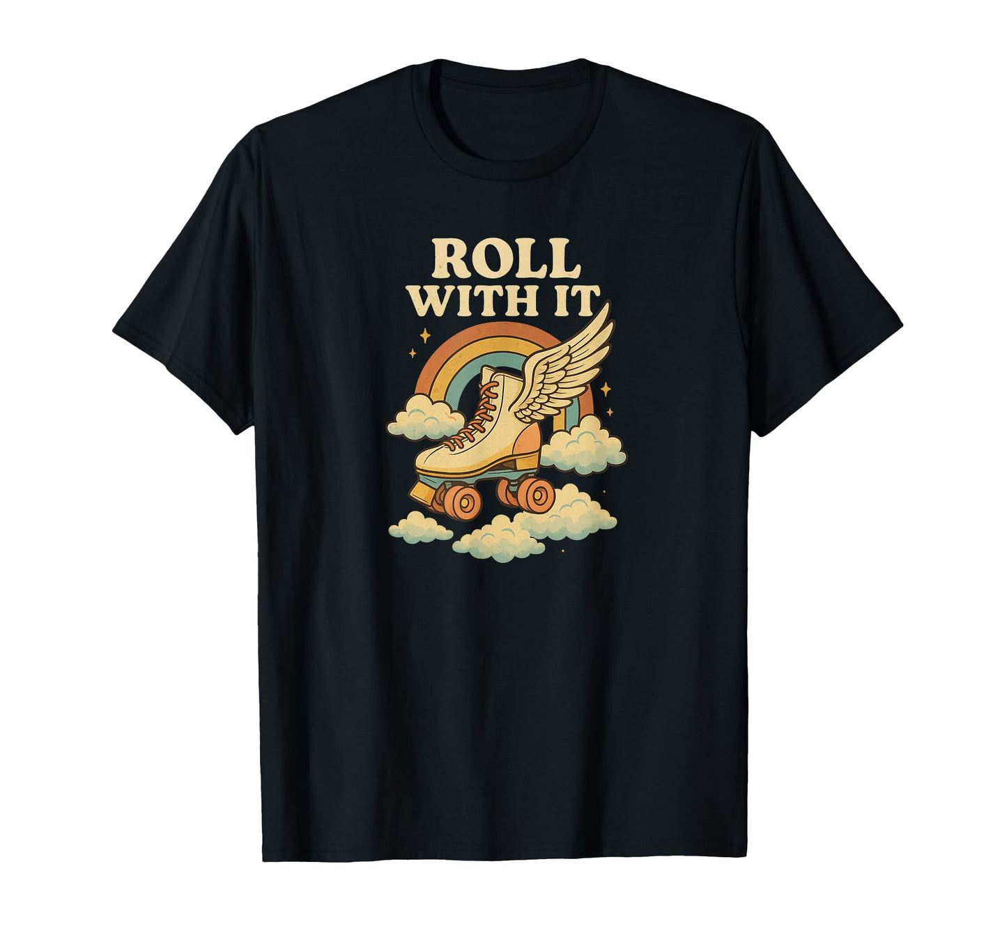 Roll It Roller Skate Wings Rainbow 70S T-Shirt - Unique Graphic Men Women - T-Shirt, Sweatshirt, Hoodie