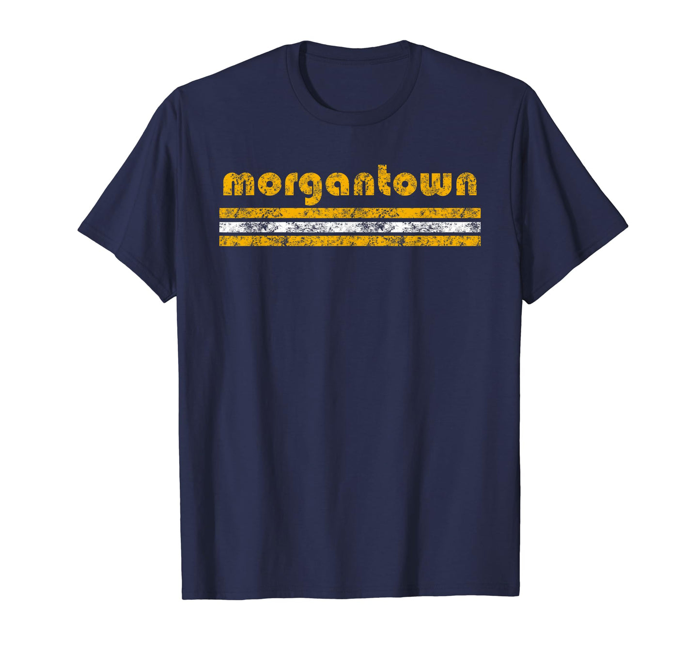 Morgantown West Virginia Three Stripe T-Shirt - Trendy Graphic for Adults - T-Shirt, Sweatshirt, Hoodie