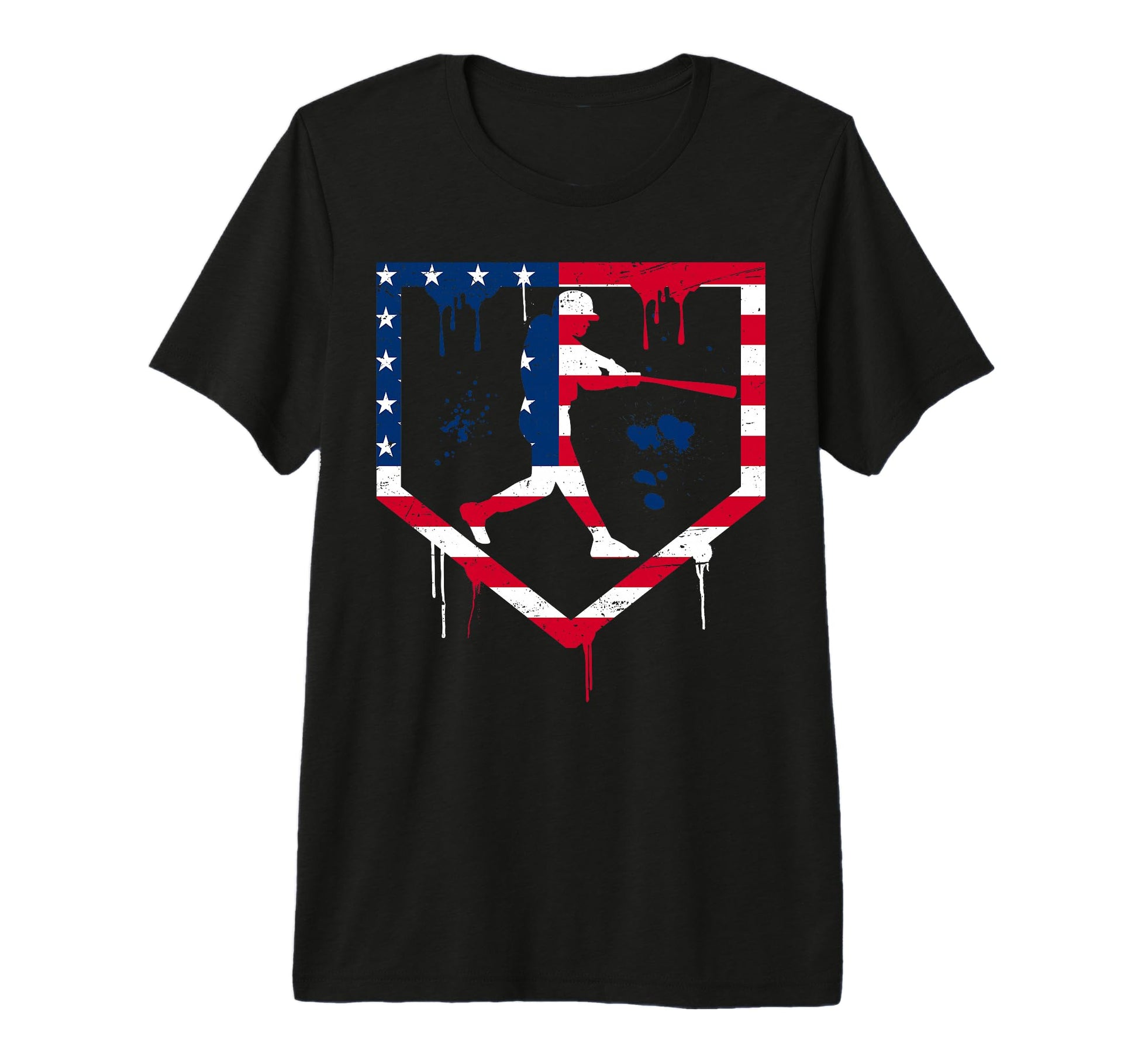 Baseball Drip American Flag Bat 4Th T-Shirt - Streetwear Style for Adults - T-Shirt, Sweatshirt, Hoodie