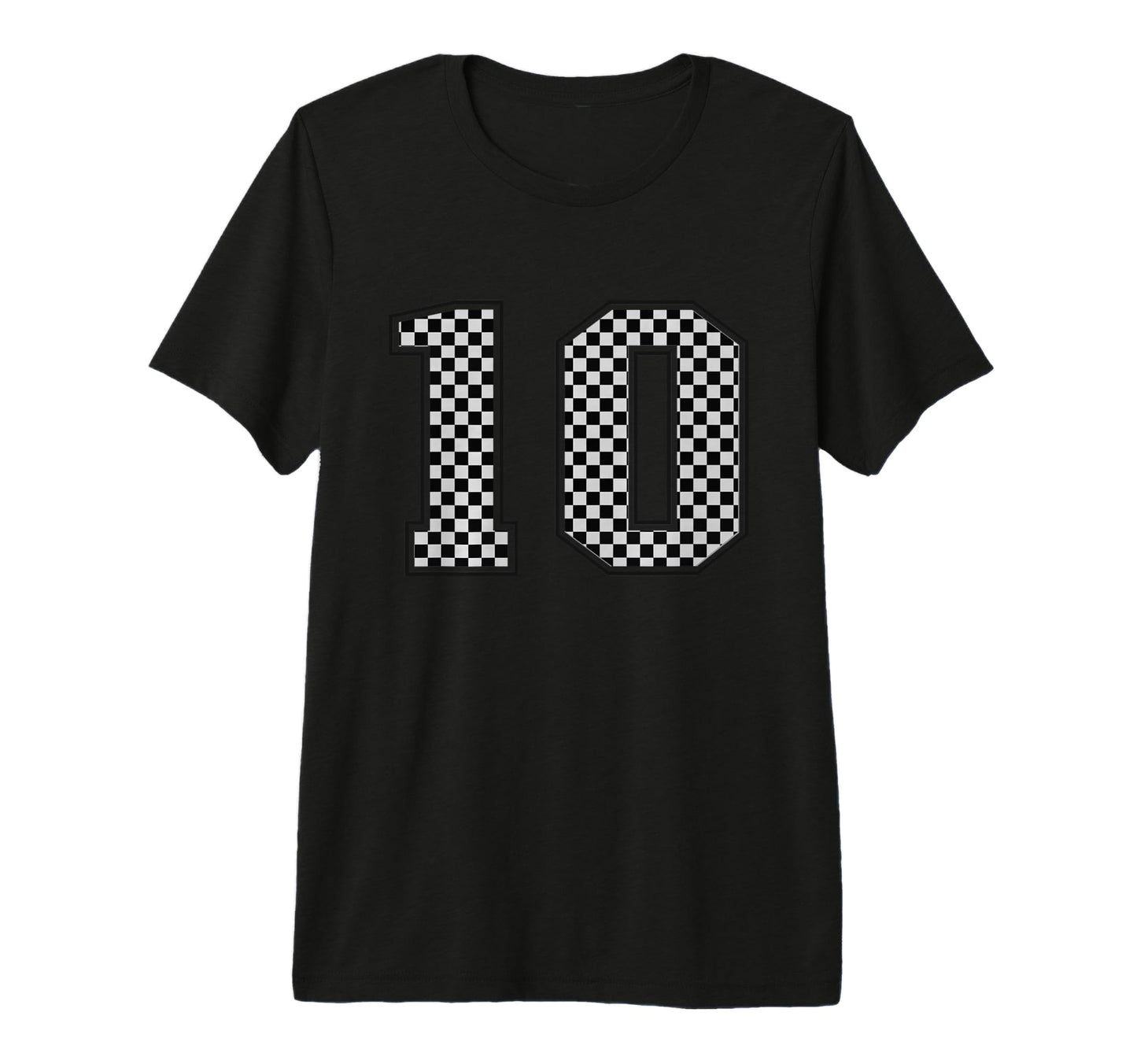 Number 10 Checkered Number T-Shirt - Fun Novelty Design for Adults - T-Shirt, Sweatshirt, Hoodie