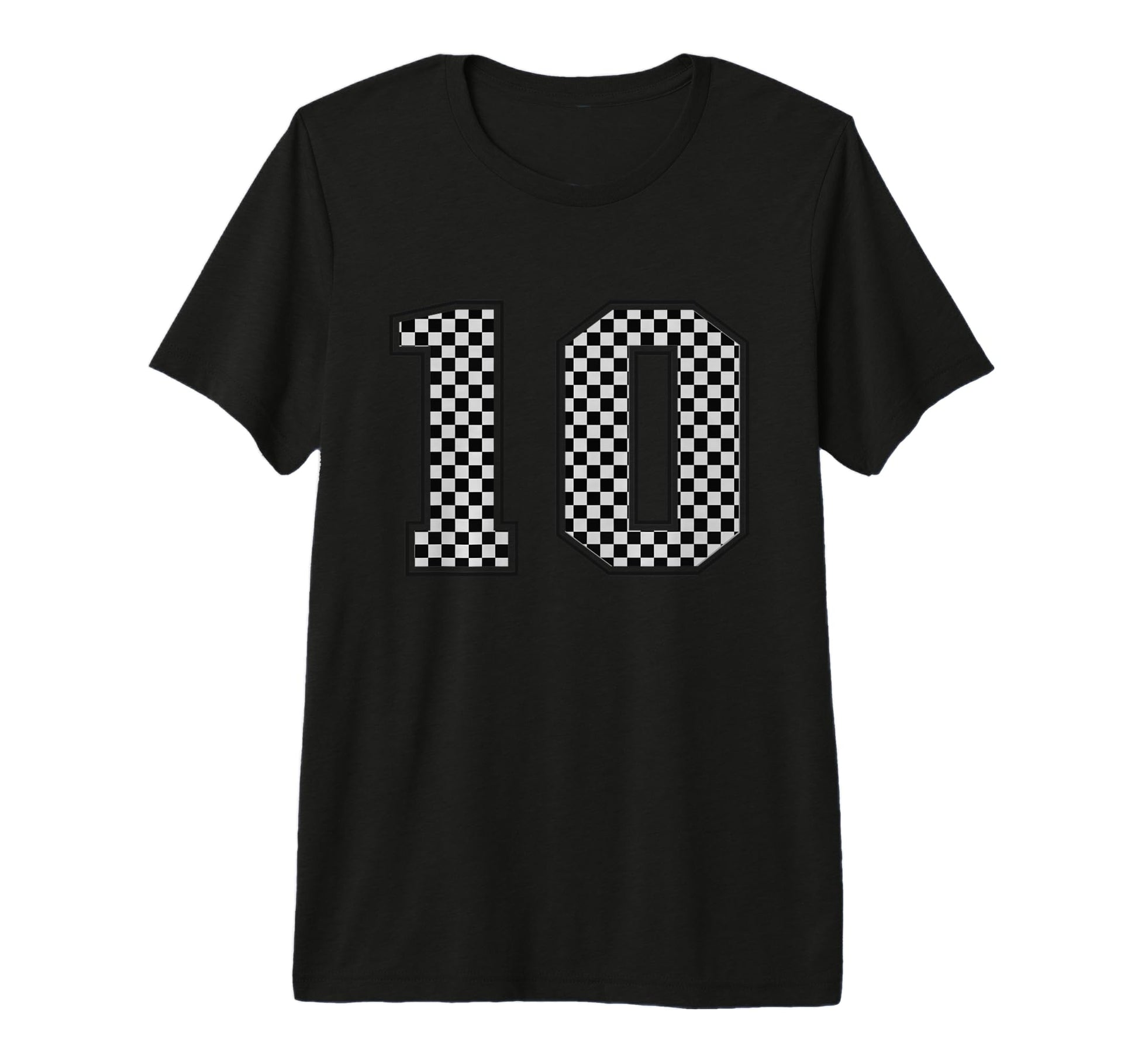 Number 10 Checkered Number T-Shirt - Fun Novelty Design for Adults - T-Shirt, Sweatshirt, Hoodie