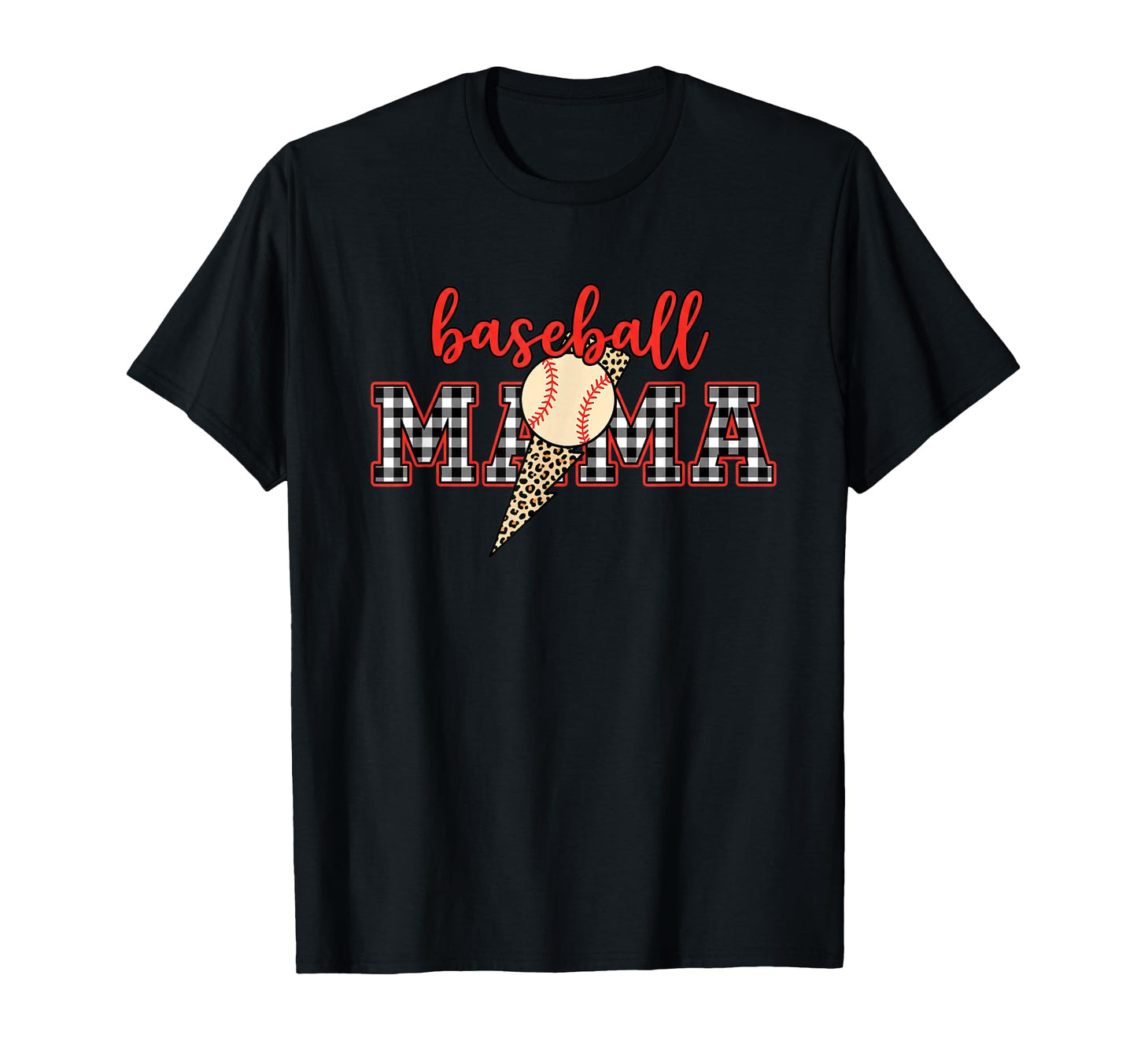 Baseball Mama Plaid Leopard Mom Fan T-Shirt - Graphic Print Men Women - T-Shirt, Sweatshirt, Hoodie