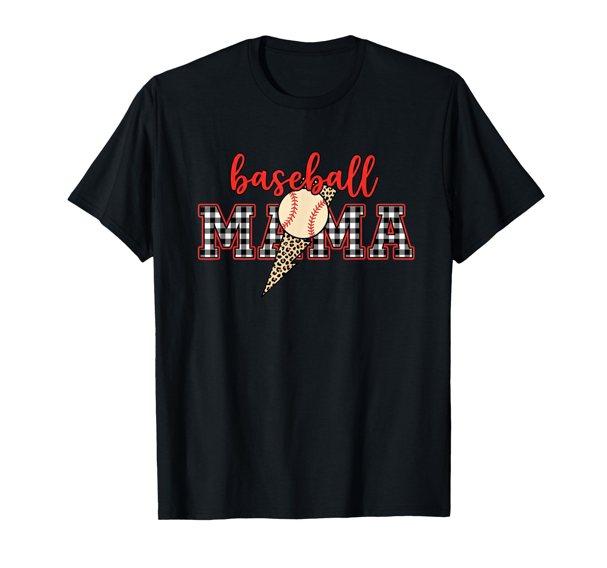 Baseball Mama Plaid Leopard Mom Fan T-Shirt - Graphic Print Men Women - T-Shirt, Sweatshirt, Hoodie