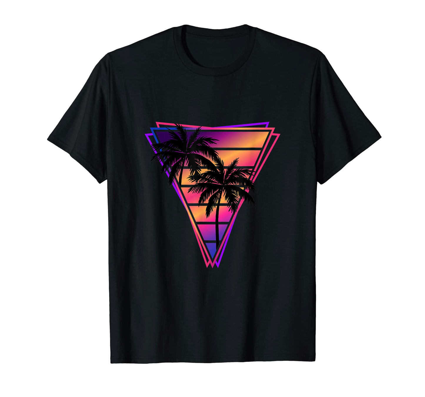 Synthwave Vaporwave Triangle Palm T-Shirt - Fun Novelty Design Men Women - T-Shirt, Sweatshirt, Hoodie