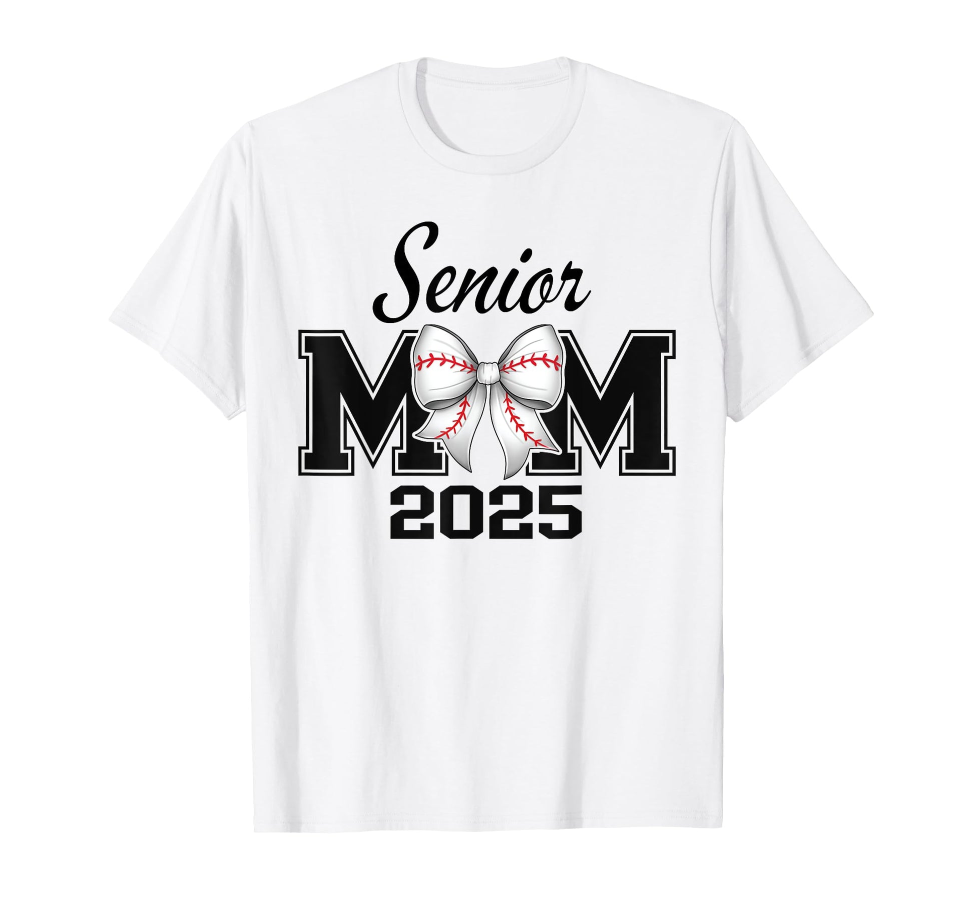 Senior Mom 2025 Baseball Bow T-Shirt - Fun Novelty Design for Adults - T-Shirt, Sweatshirt, Hoodie