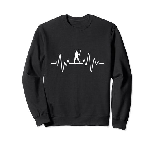 Baseball Heartbeat I Love Sweatshirt - Casual Everyday Wear Men Women - T-Shirt, Sweatshirt, Hoodie