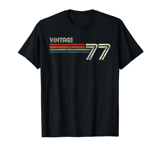 1977 Chest Stripe Birthday T-Shirt - Trendy Graphic Unisex - T-Shirt, Sweatshirt, Hoodie