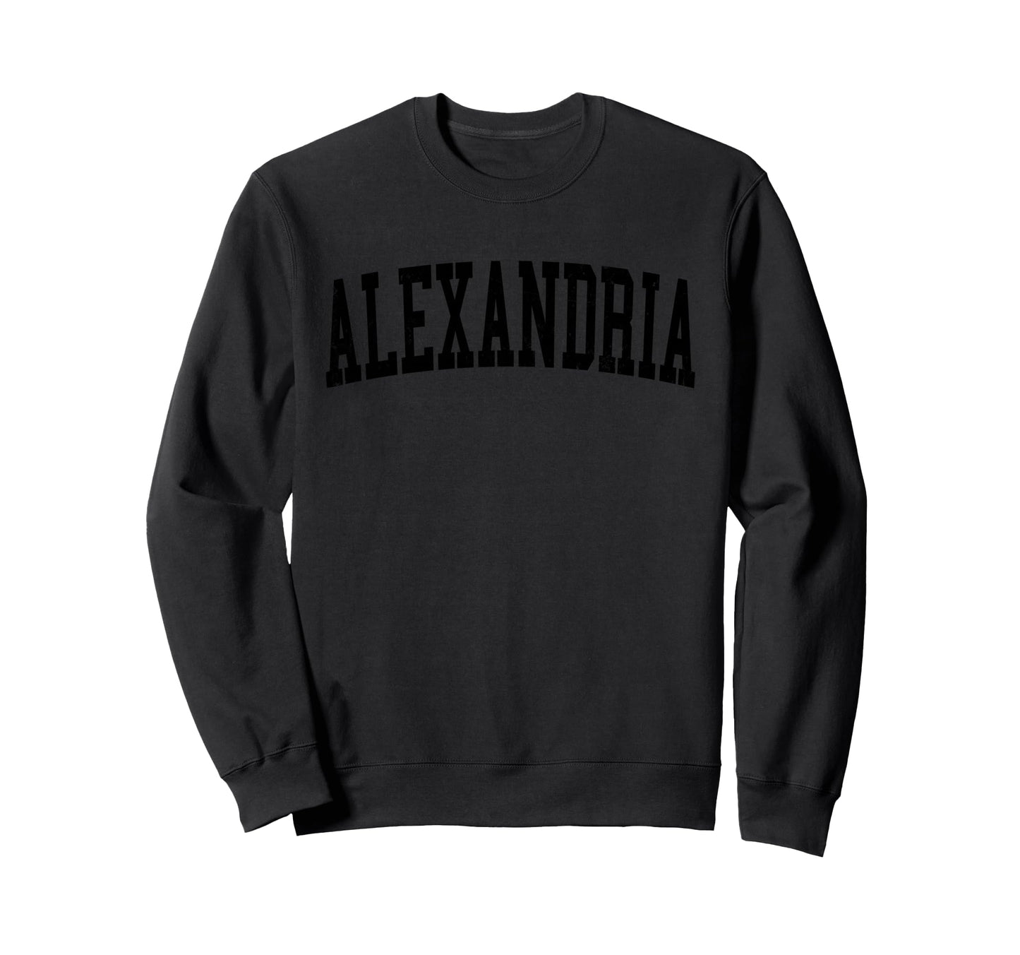 Alexandria Va Distressed Black Varsity Sweatshirt - Graphic Print Unisex - T-Shirt, Sweatshirt, Hoodie